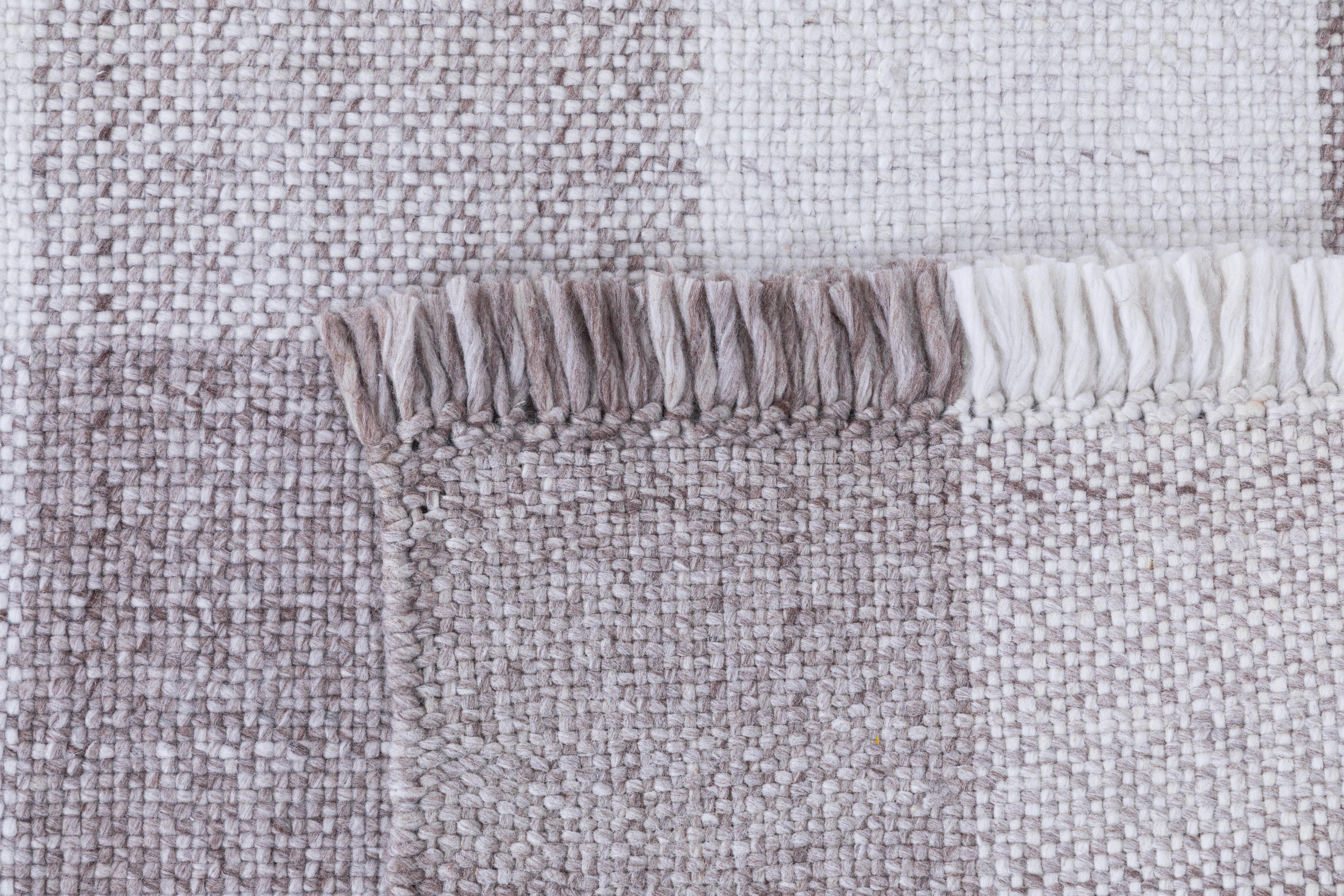 Terra by Obeetee Gingham 7'9" x 9'6" Area Rug, Mocha/White, large