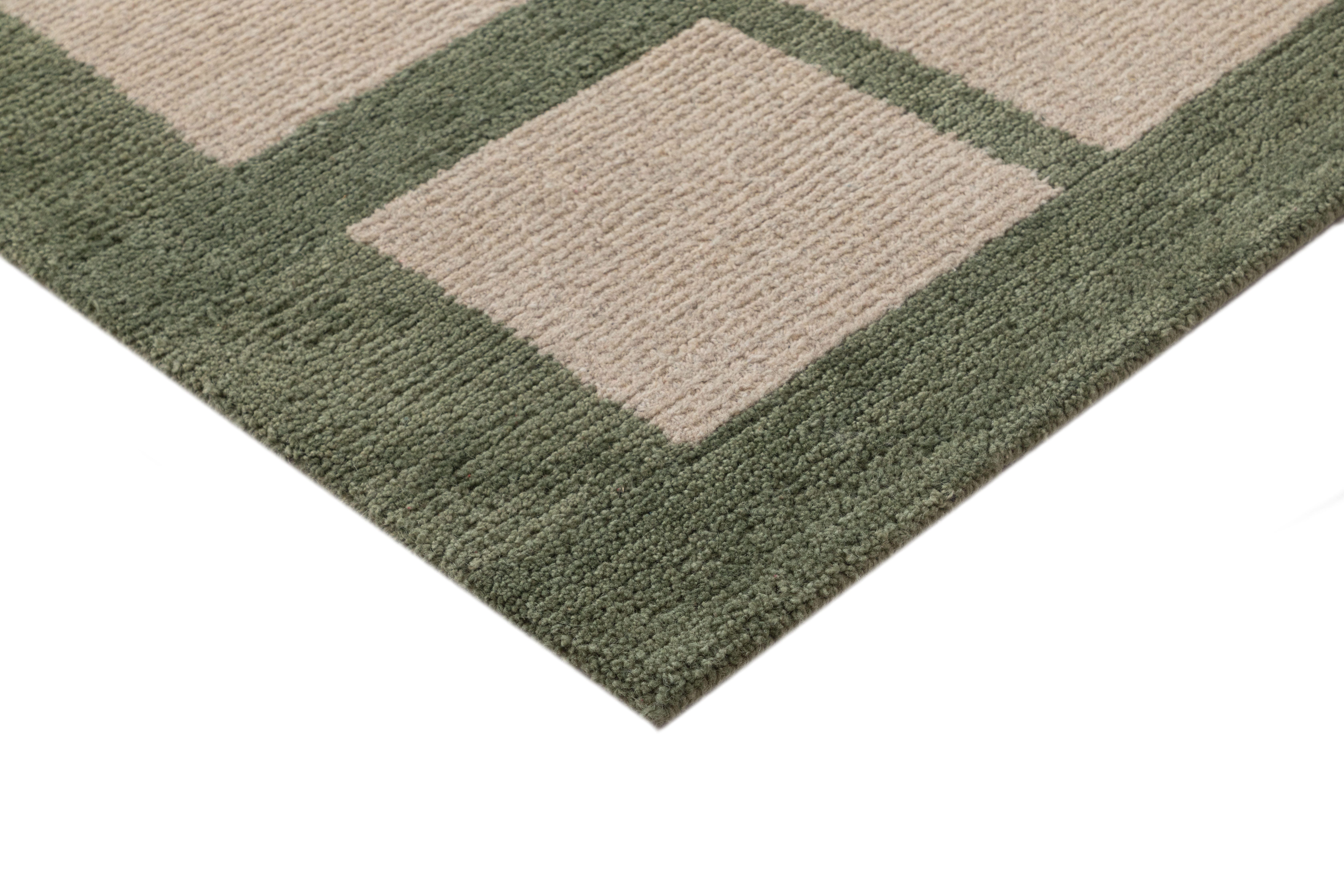 Terra by Obeetee Camp 2'1" x 3' Area Rug, Green/Tan, large
