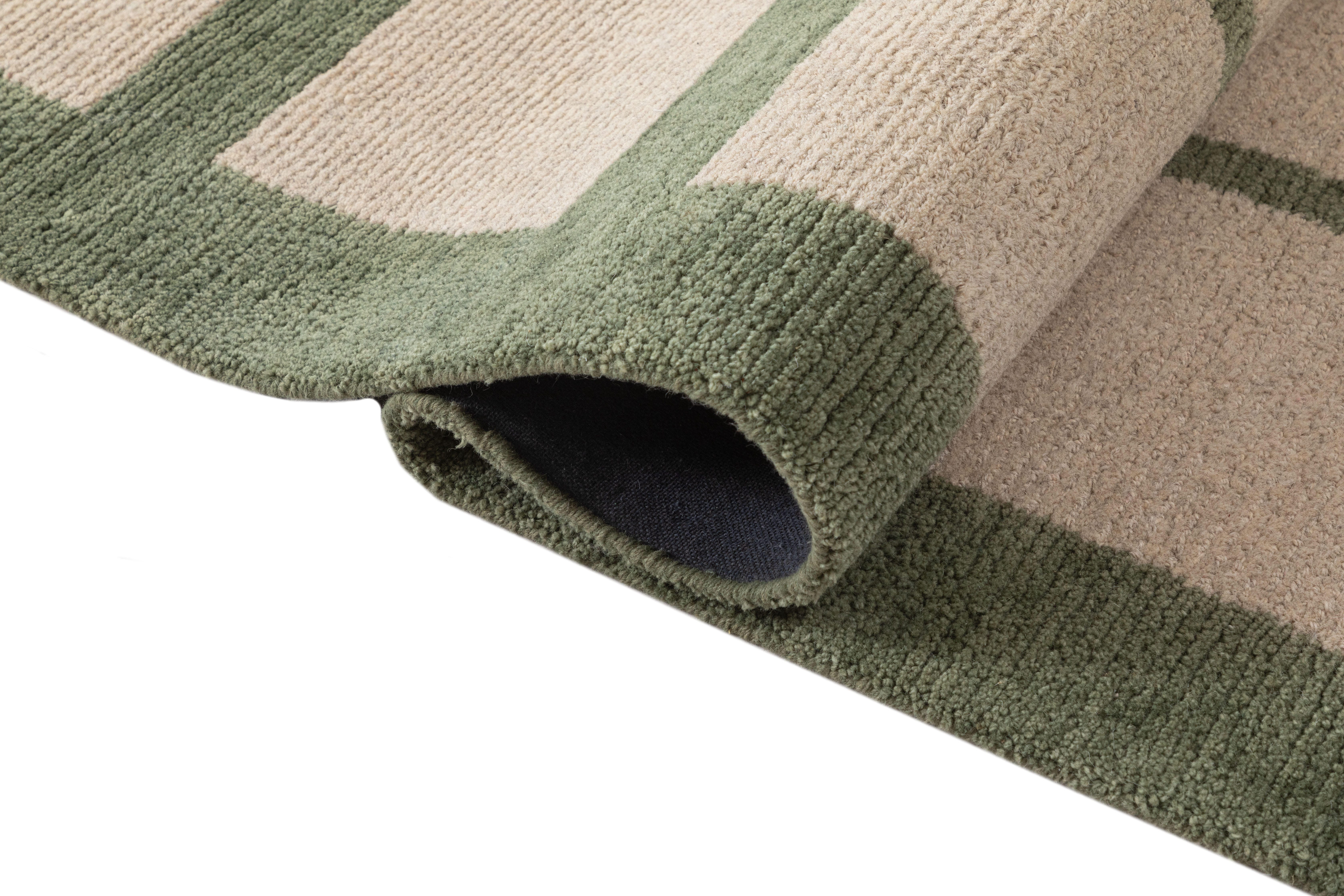 Terra by Obeetee Camp 2'6" x 8' Runner Rug, Green/Tan, large