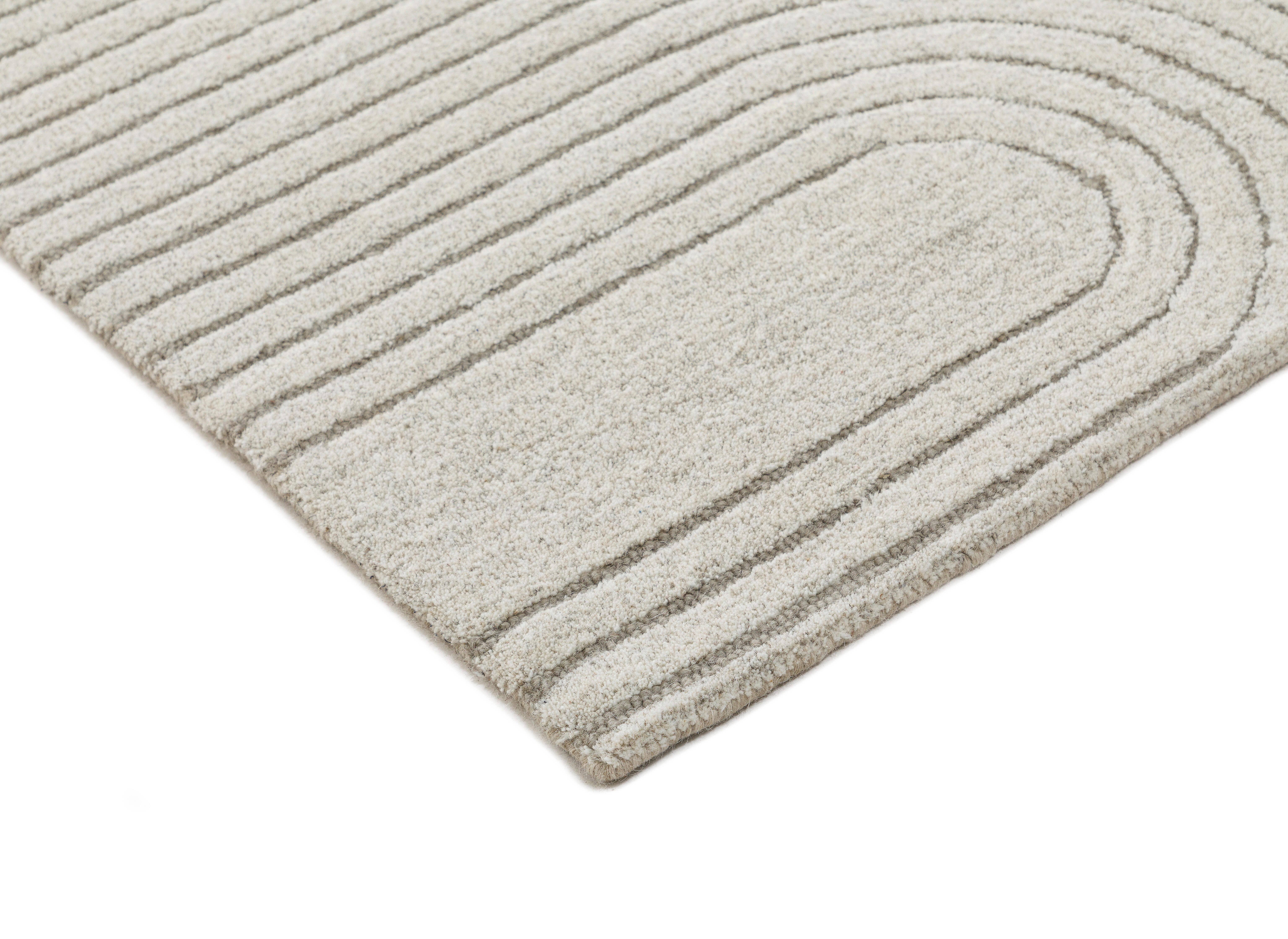Terra by Obeetee Tonal 6'1" x 9' Area Rug, Ivory/Gray, large