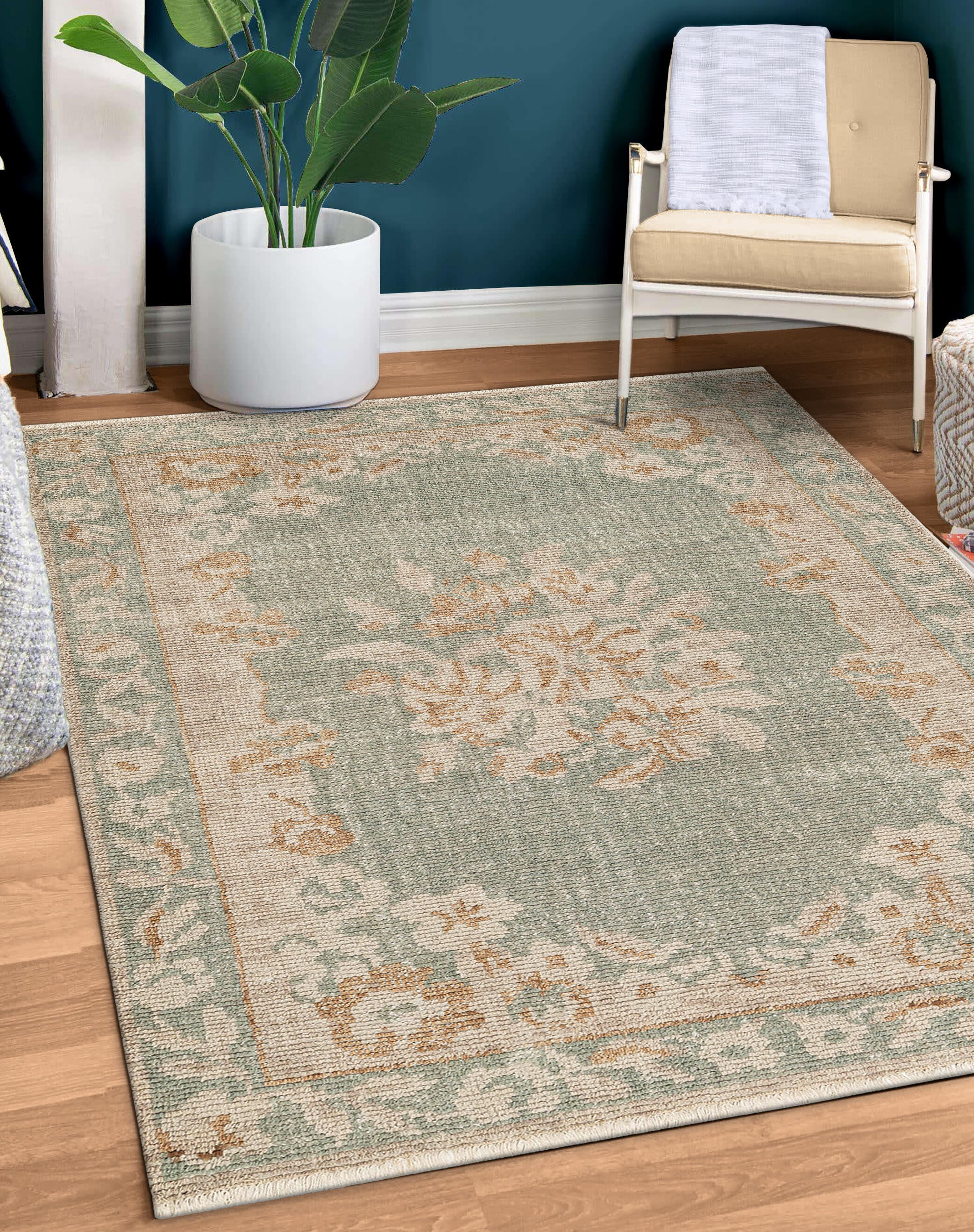 Terra by Obeetee Mercia 7'10" x 9'9" Area Rug, Green/Beige, rollover