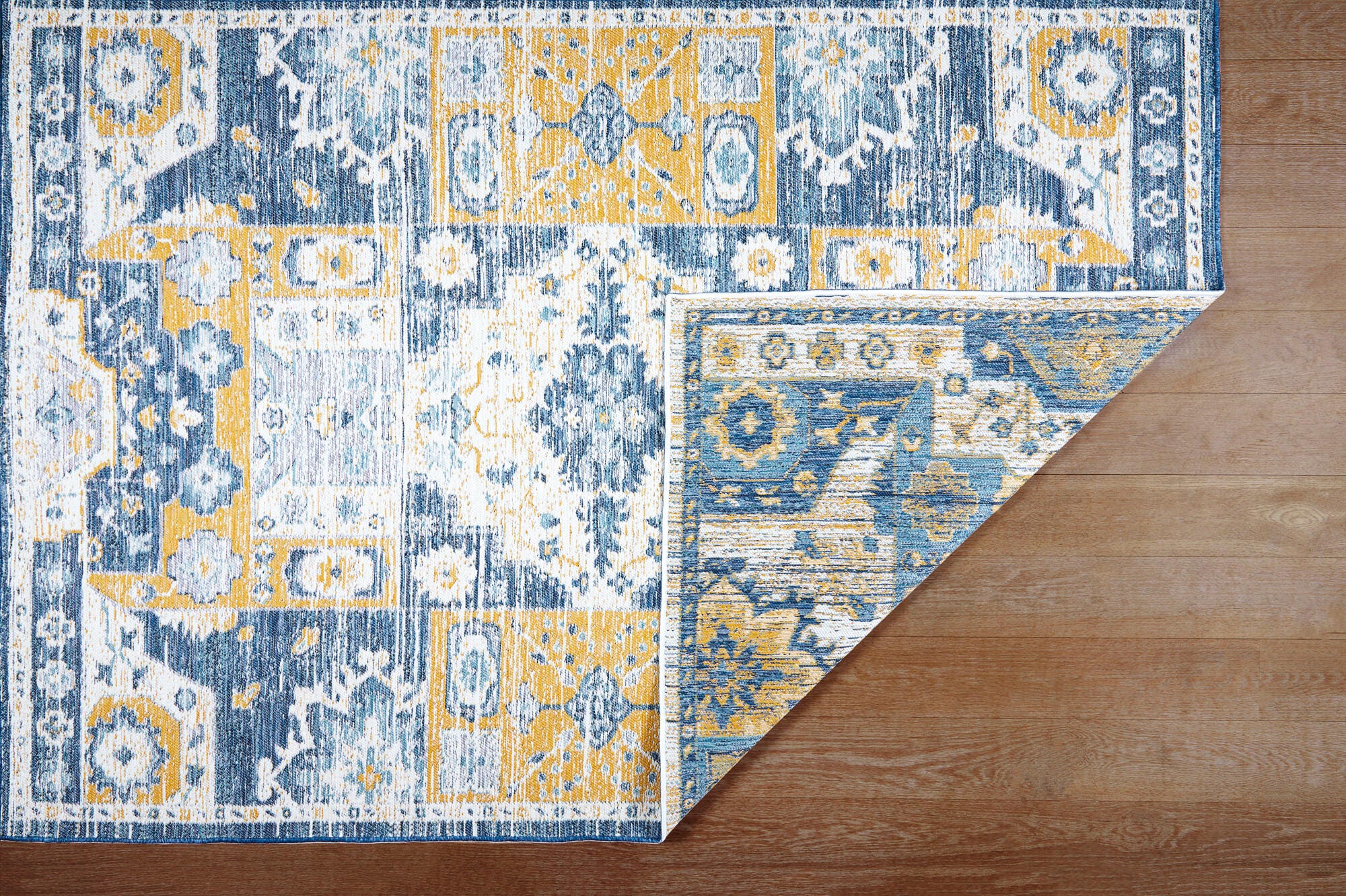 Terra by Obeetee Medallion 7'11" x 9'10" Area Rug, Blue/Mustard, large