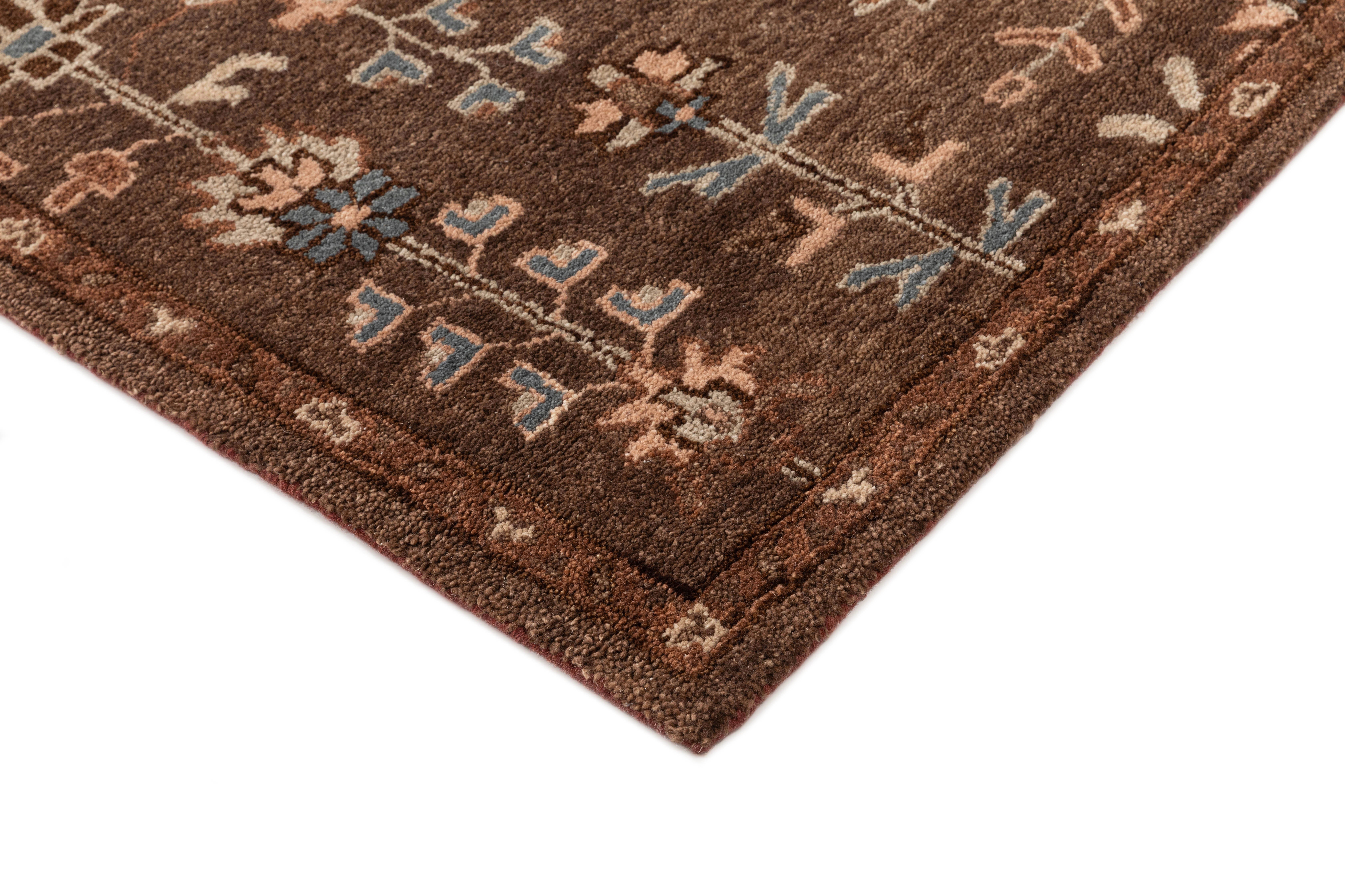 Terra by Obeetee Siba 2'6" x 8' Runner Rug, Brown, large