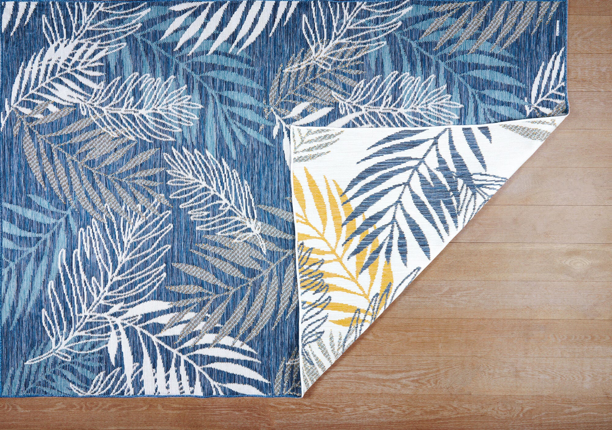 Terra by Obeetee Vines 6'8" x 9'4" Area Rug, Blue, large