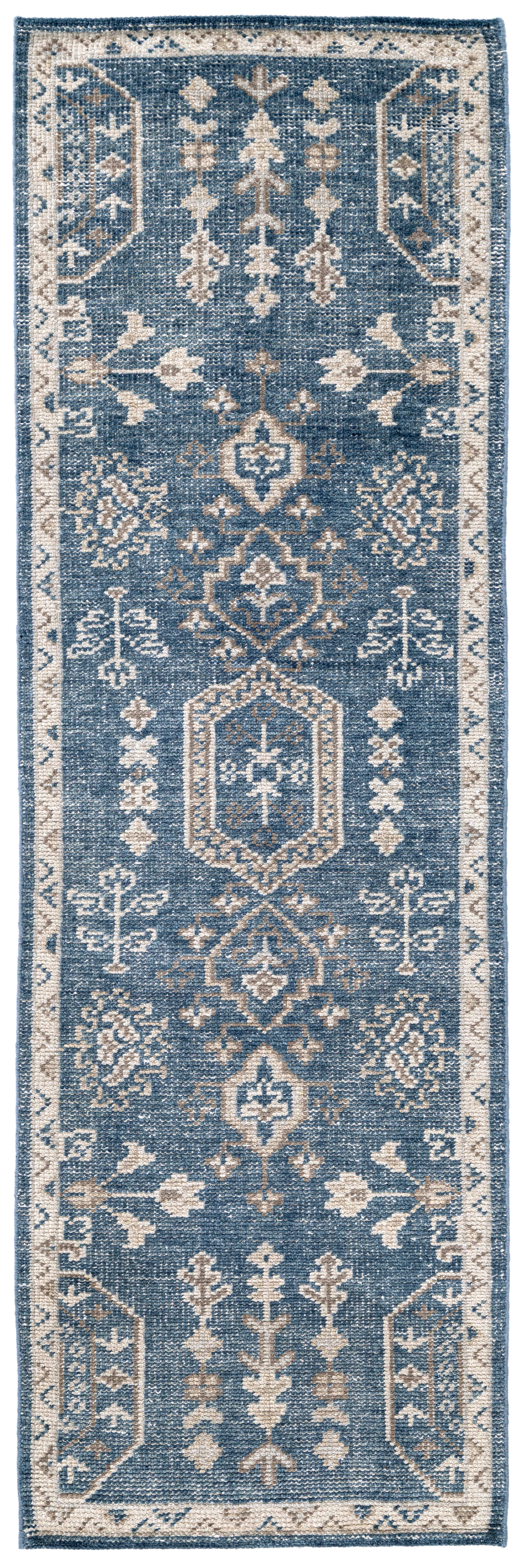 Terra by Obeetee Morrisa 2'7" x 8' Runner Rug, Blue/Beige, large