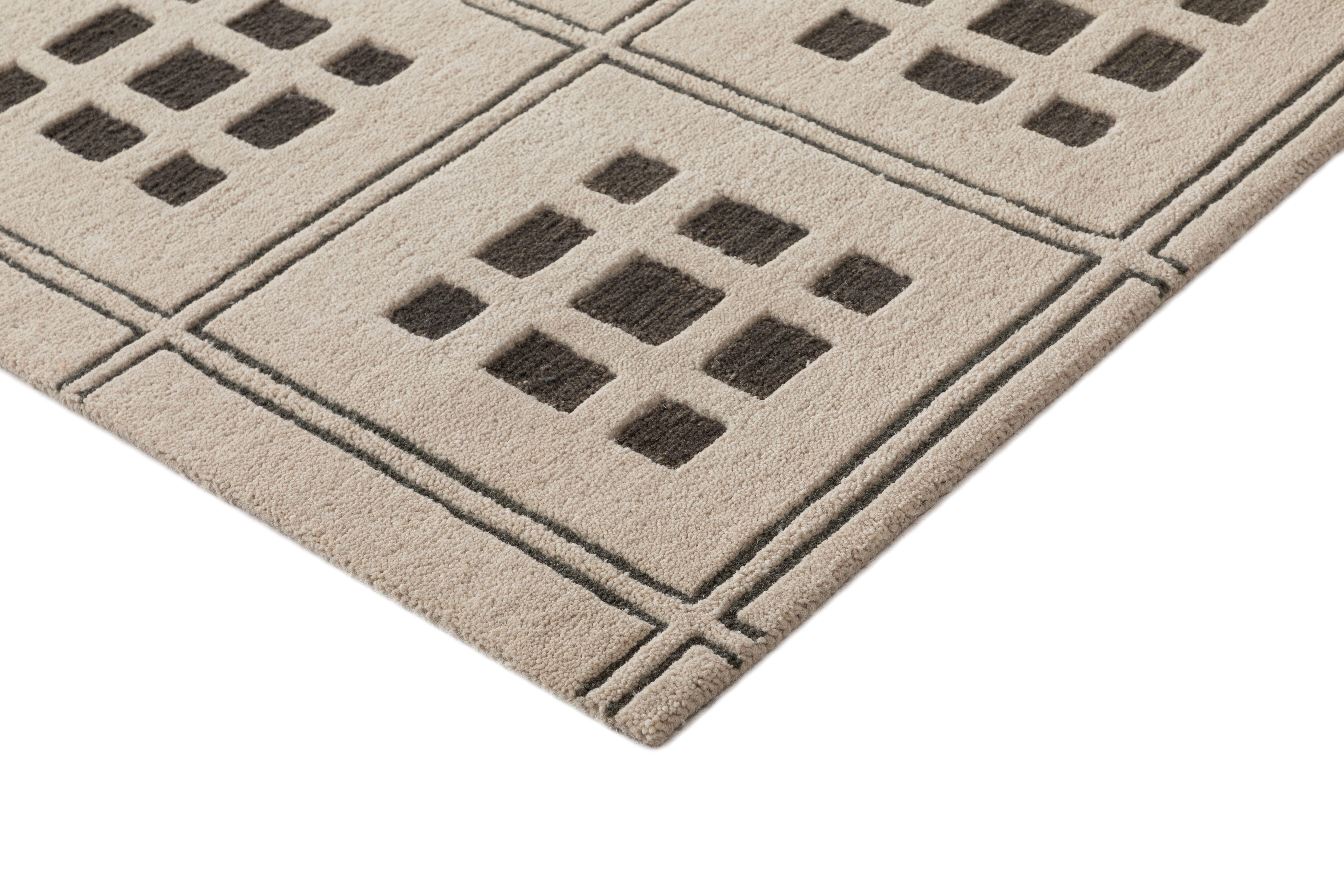 Terra by Obeetee Maldiv 5'1" x 8' Area Rug, Ivory/Black, large