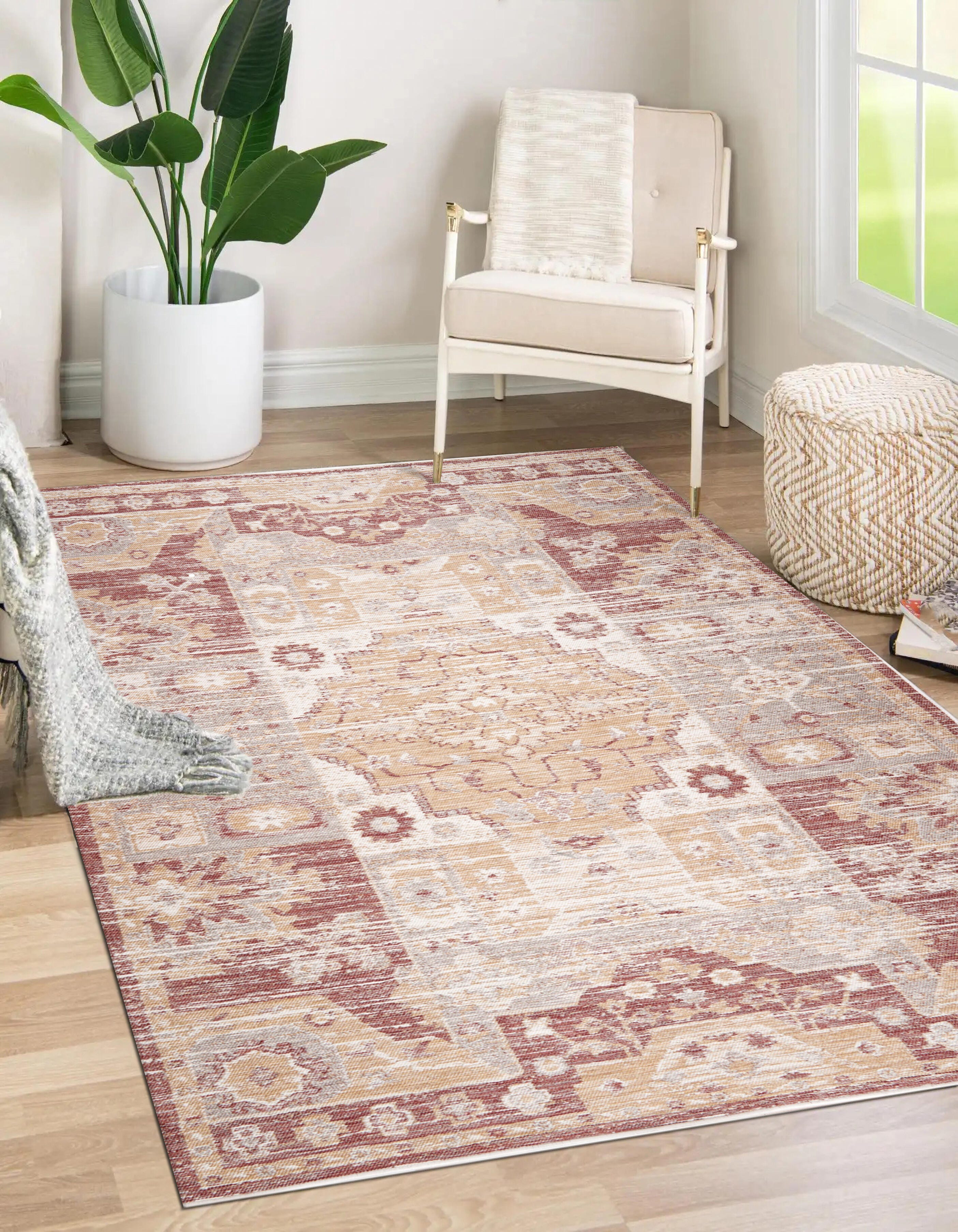 Terra by Obeetee Medallion 6'8" x 9'4" Area Rug, Mocha/Tan, rollover
