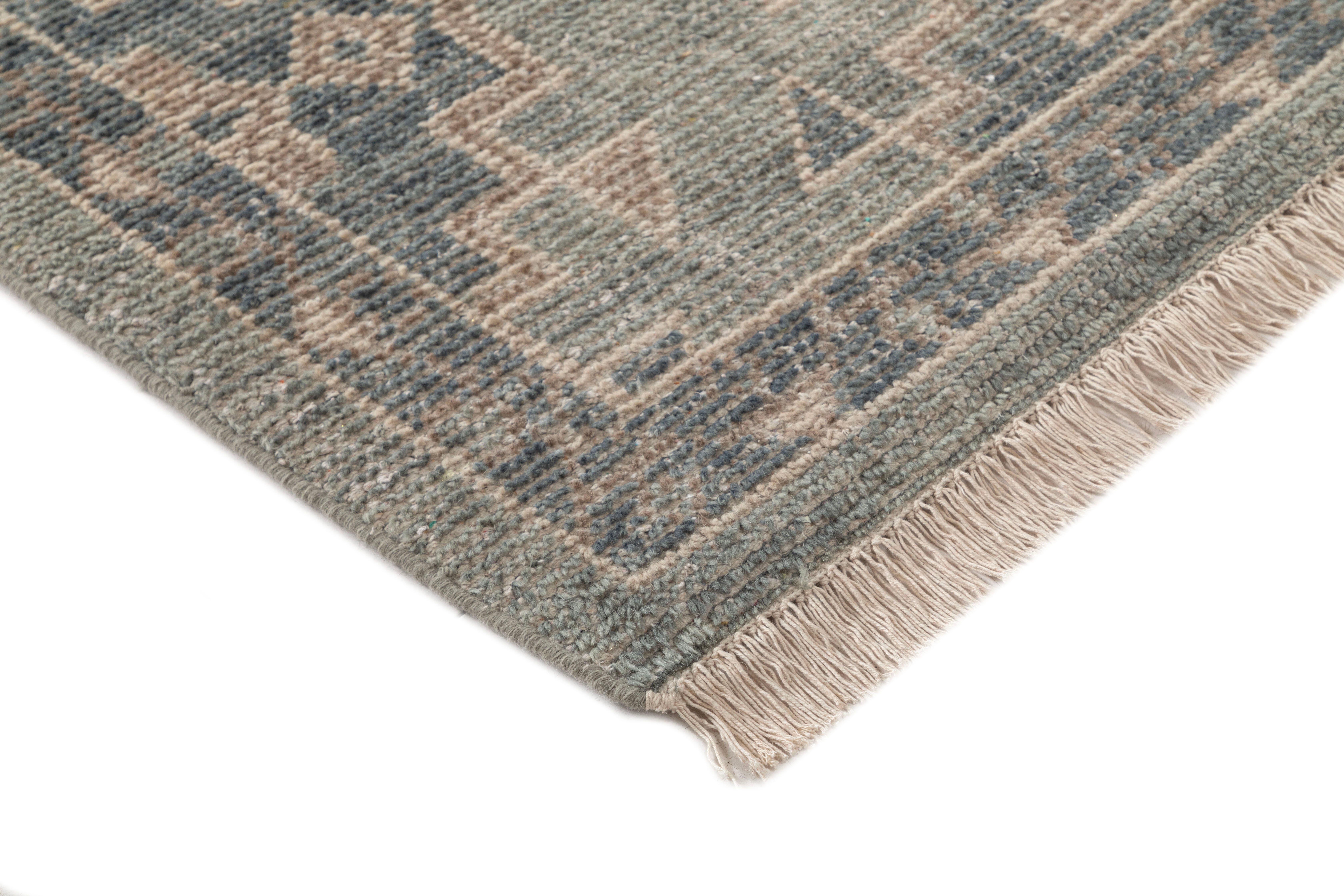 Terra by Obeetee Whitley 2'7" x 8' Runner Rug, Blue/Tan, large