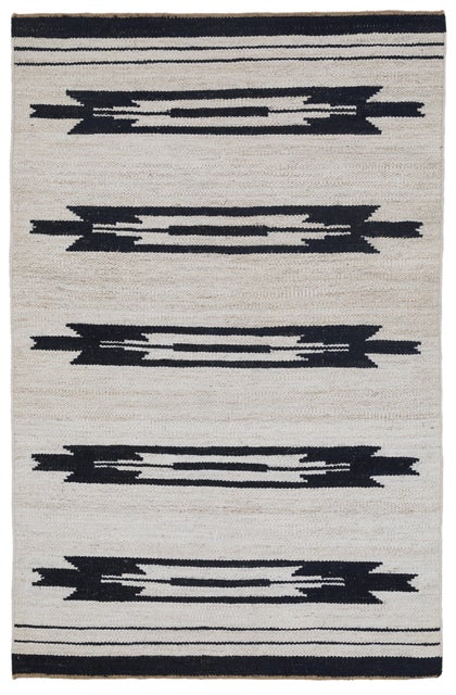 Terra by Obeetee Alba 5'2" x 8' Area Rug, Ivory/Black