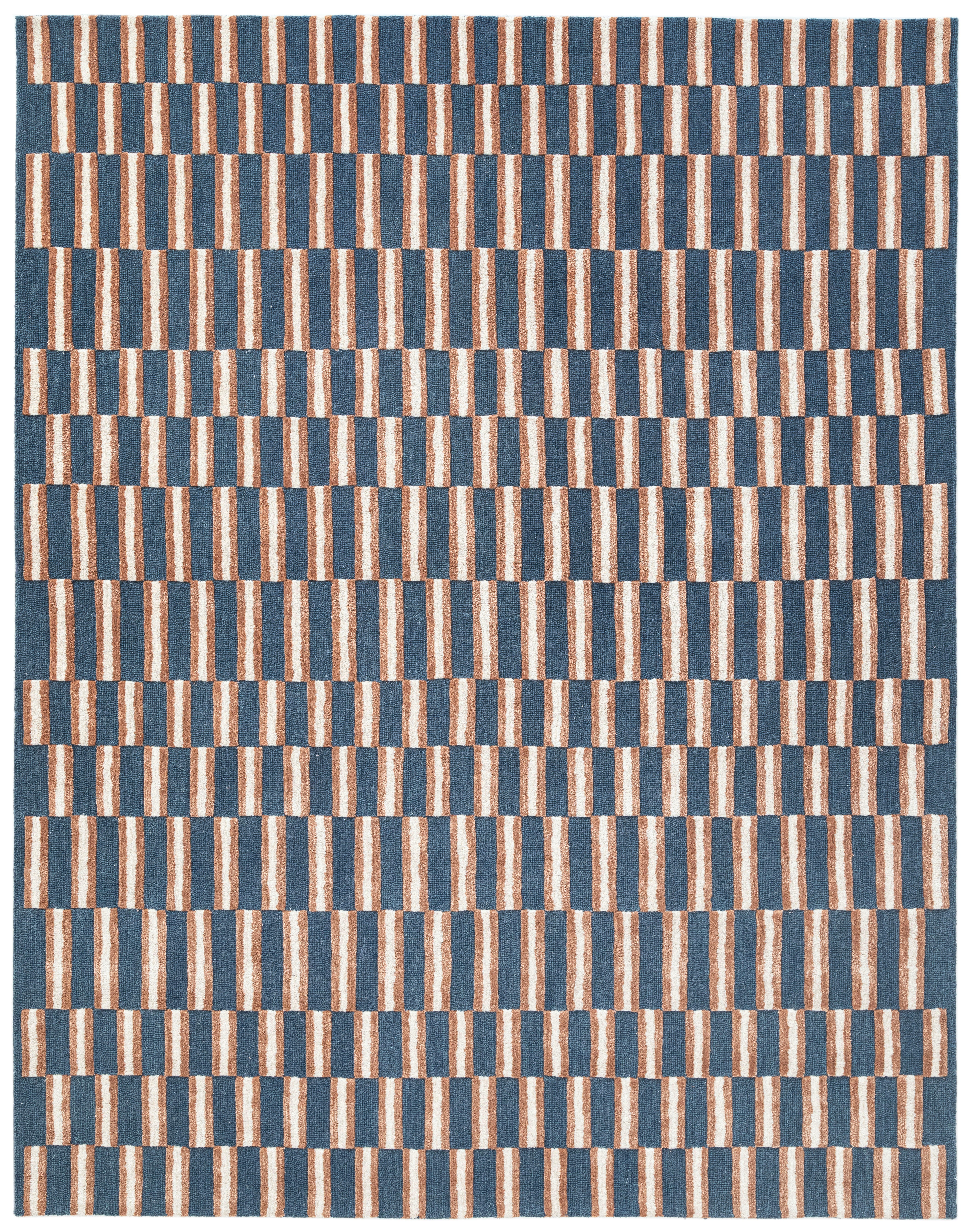 Terra by Obeetee Willa 5'1" x 8' Area Rug, Blue/Tan, large
