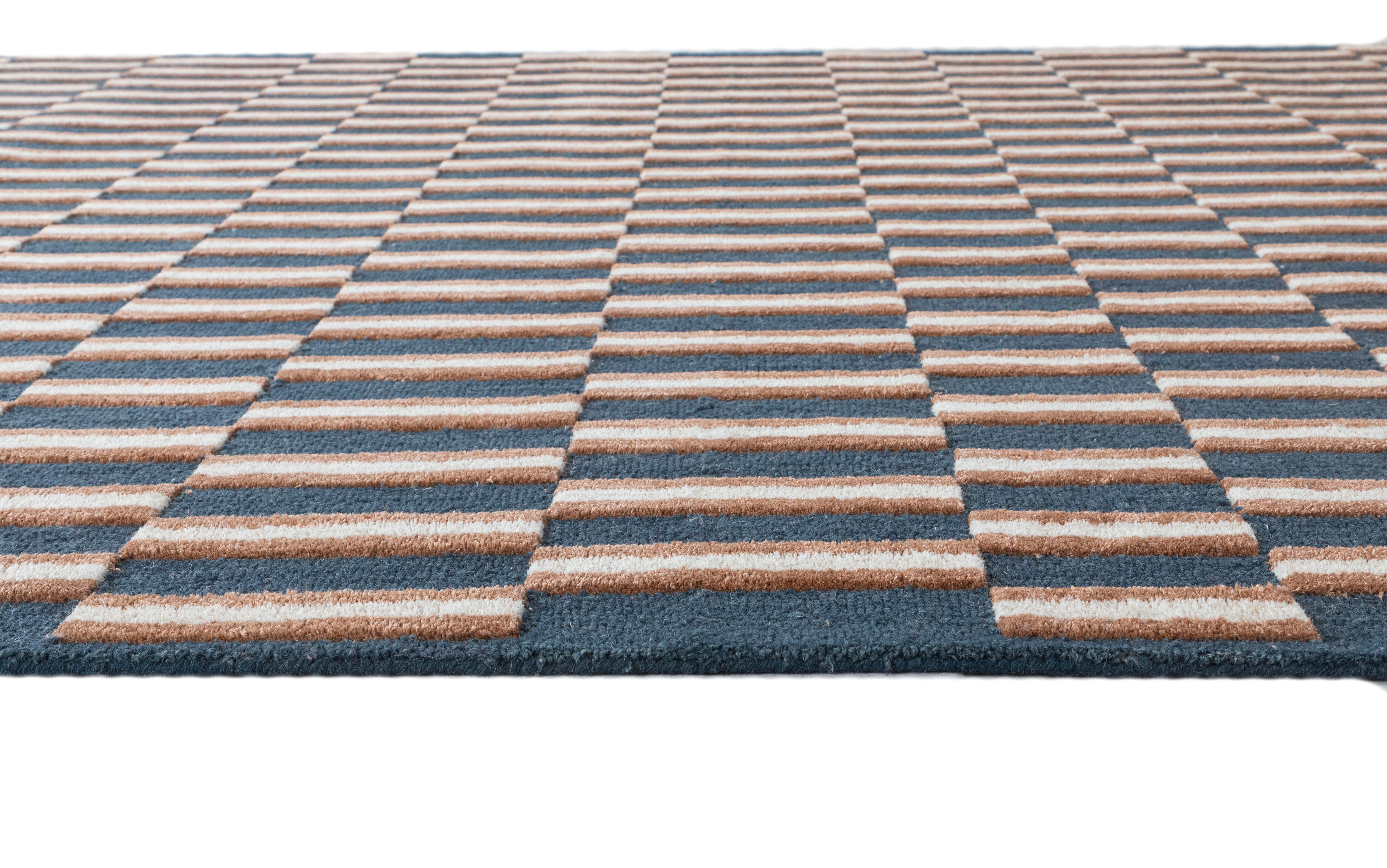 Terra by Obeetee Willa 5'1" x 8' Area Rug, Blue/Tan, large