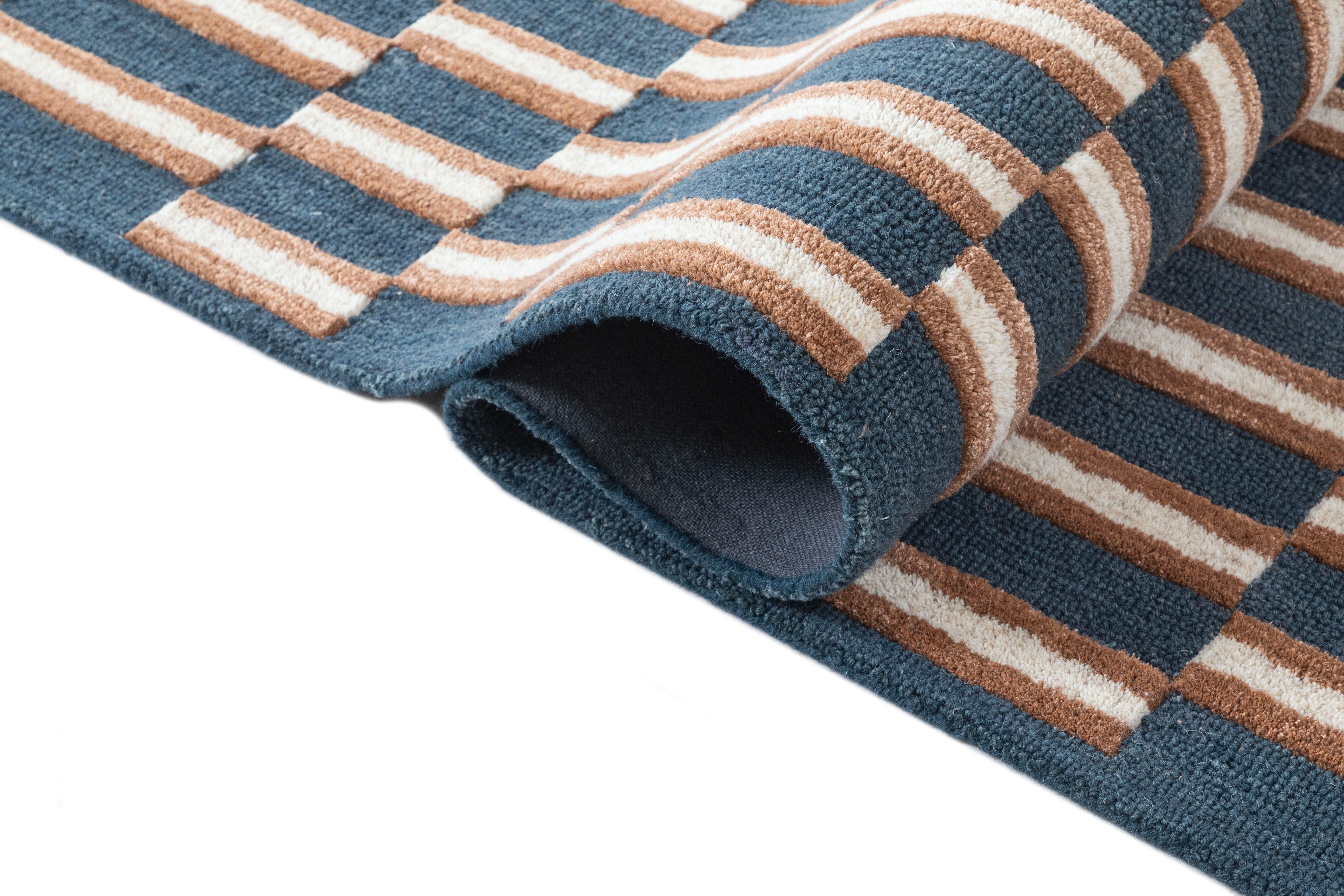 Terra by Obeetee Willa 5'1" x 8' Area Rug, Blue/Tan, large