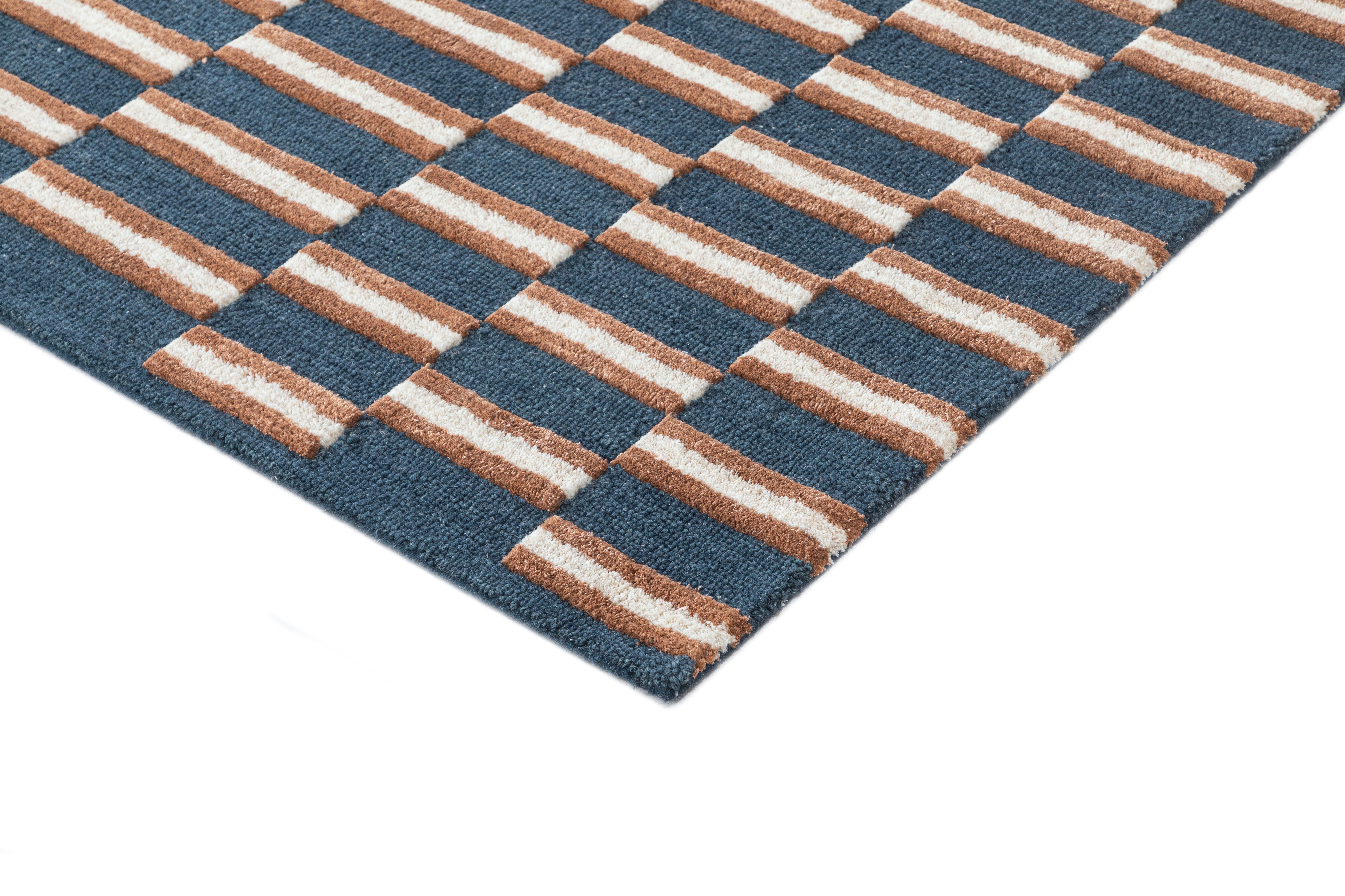 Terra by Obeetee Willa 3' x 5' Area Rug, Blue/Tan, large