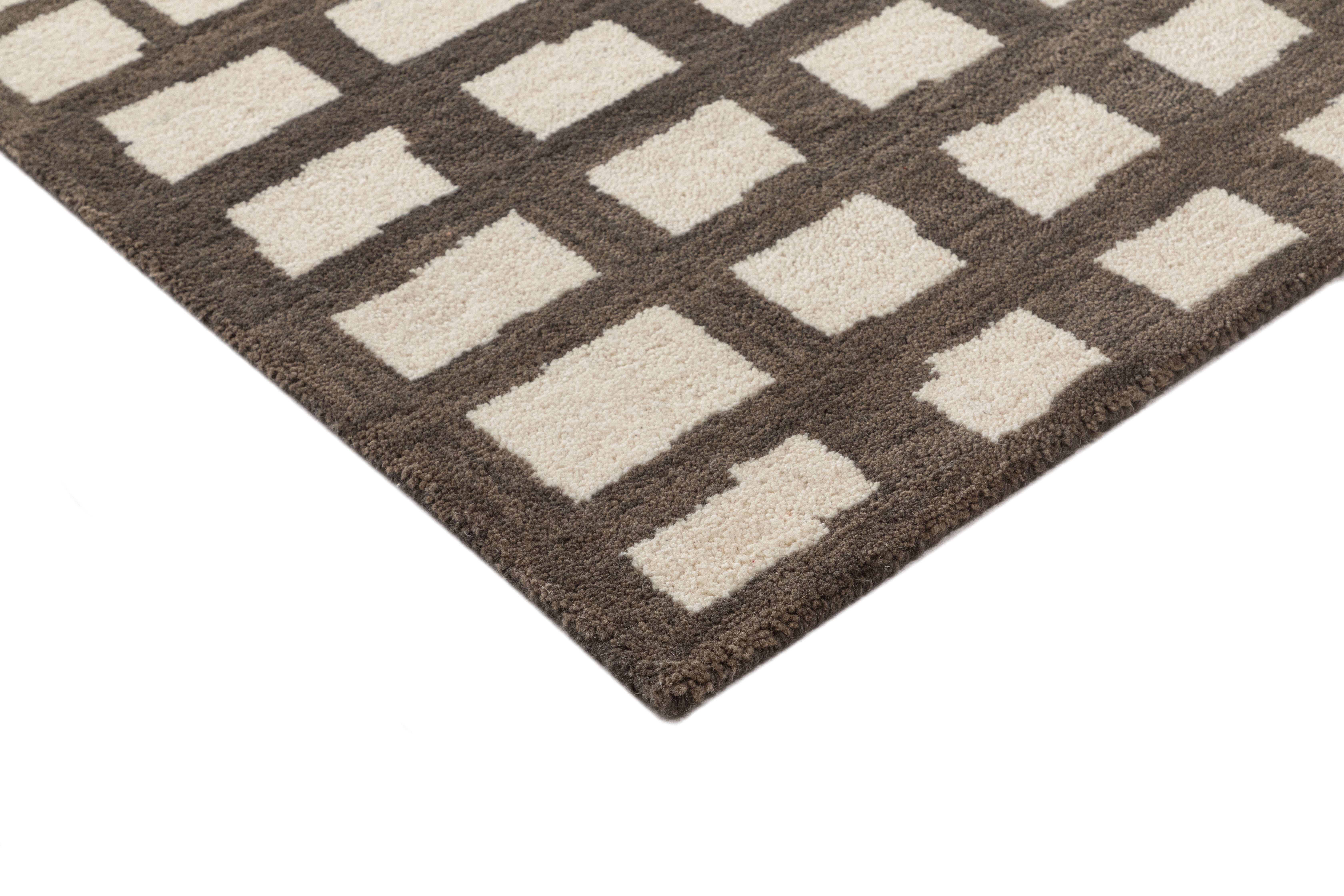Terra by Obeetee Rudy 2'6" x 8' Runner Rug, Charcoal/Beige, large