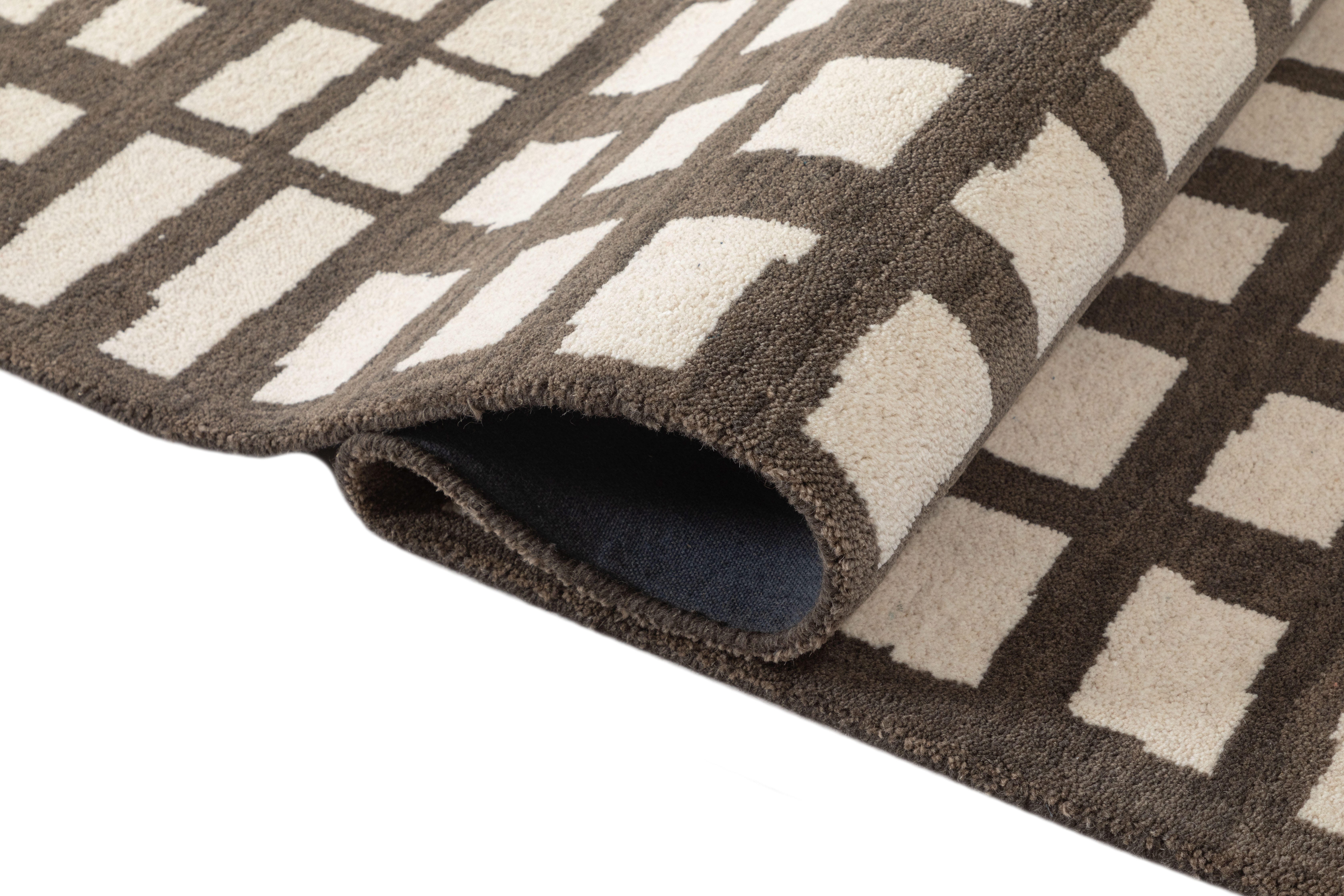 Terra by Obeetee Rudy 2'6" x 8' Runner Rug, Charcoal/Beige, large