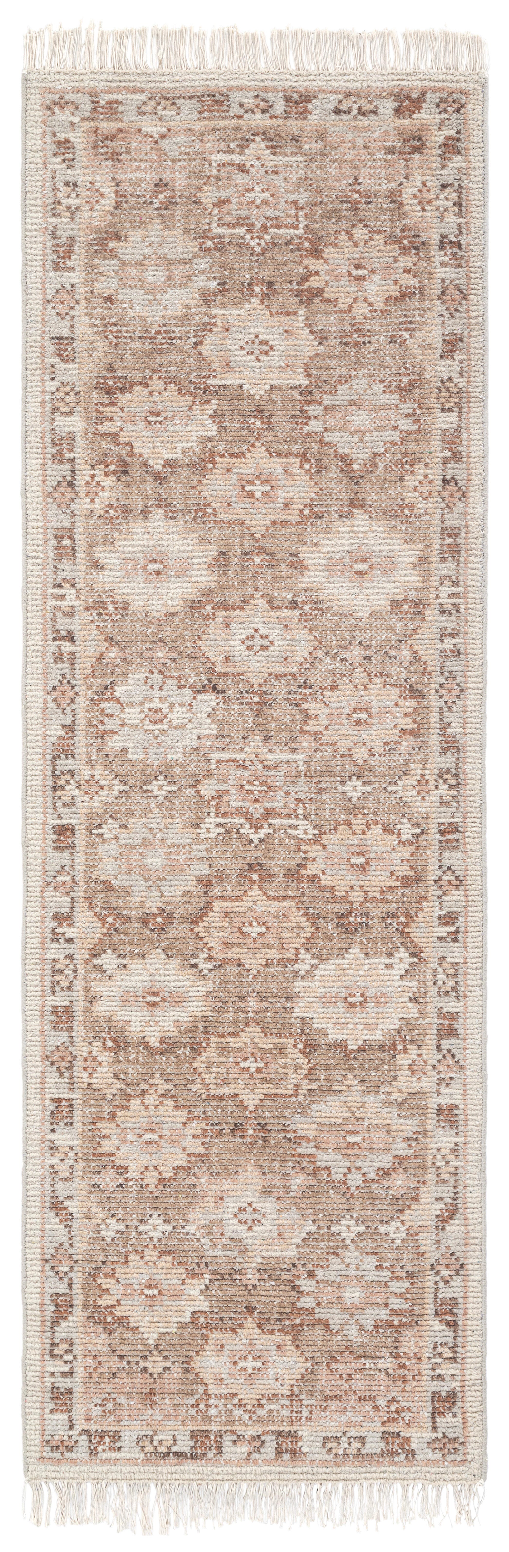 Terra by Obeetee Farzana 2'6" x 8' Runner Rug, Wood/Cream, large
