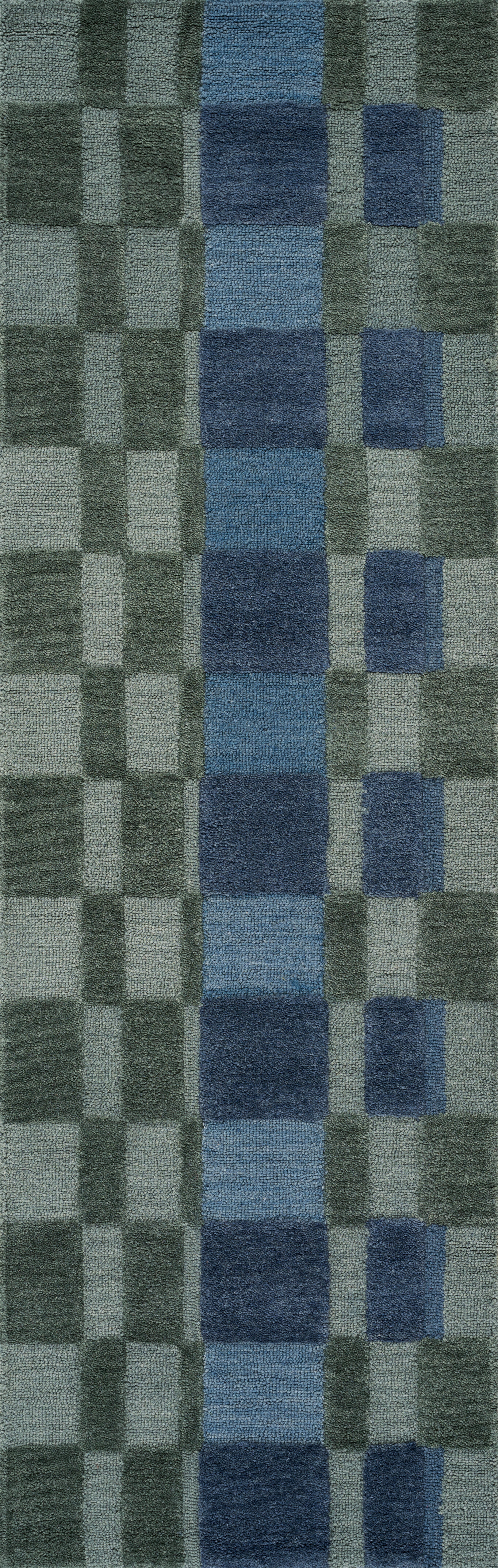 Terra by Obeetee Gemo 2'6" x 8' Runner Rug, Green/Blue, large