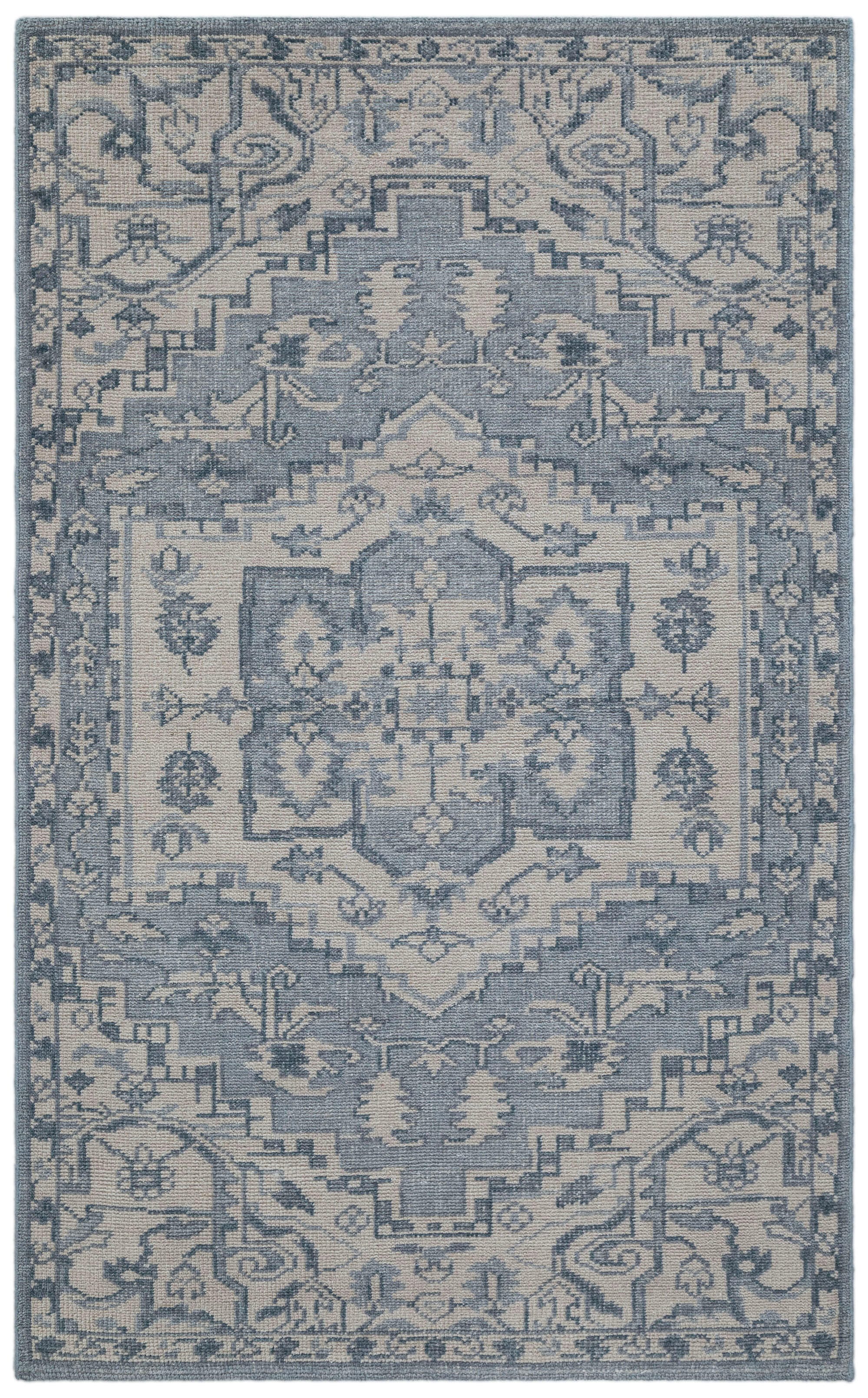 Terra by Obeetee Iqra 7'10" x 9'9" Area Rug, Blue/Cream, large