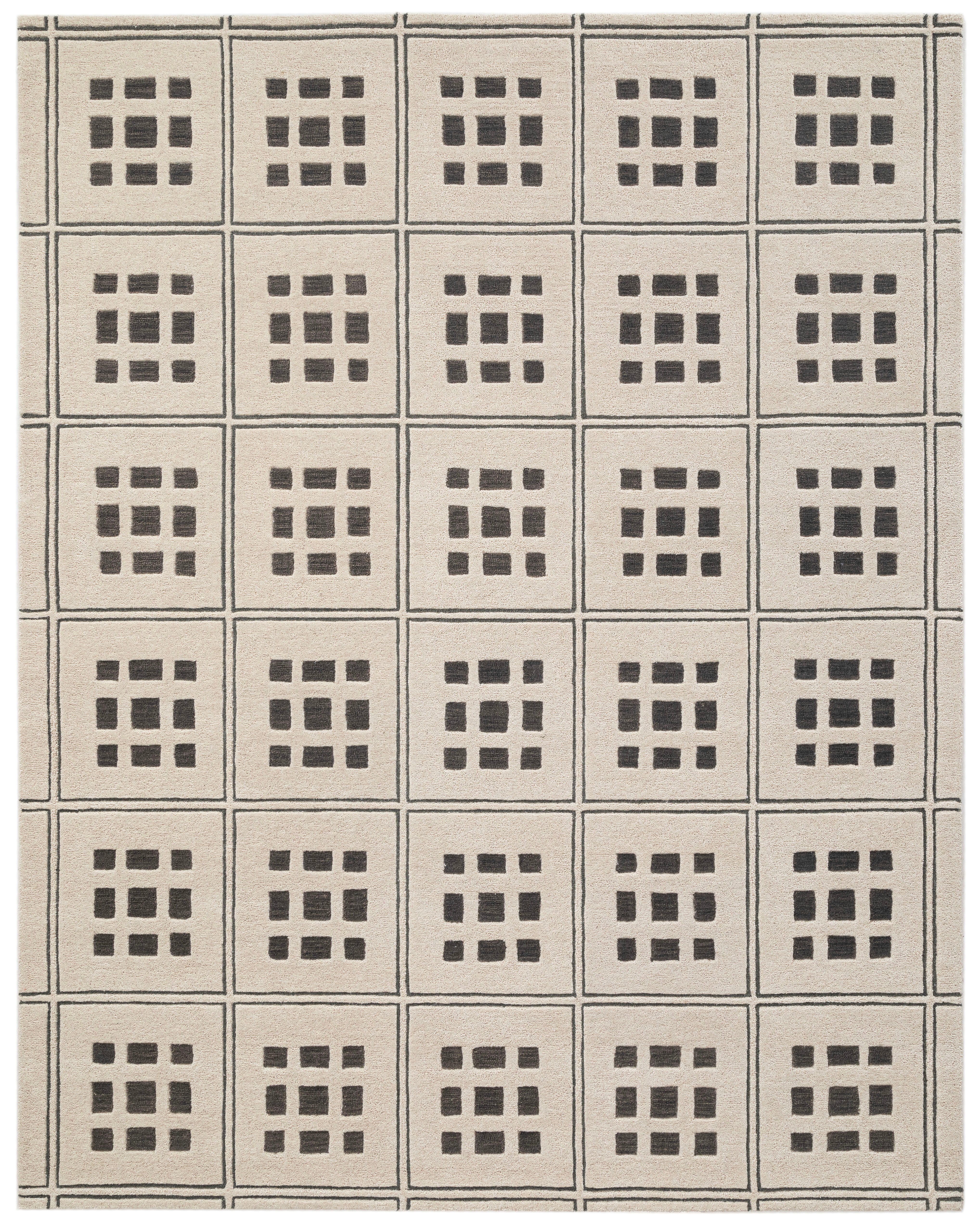 Terra by Obeetee Maldiv 2'6" x 8' Runner Rug, Ivory/Black, large