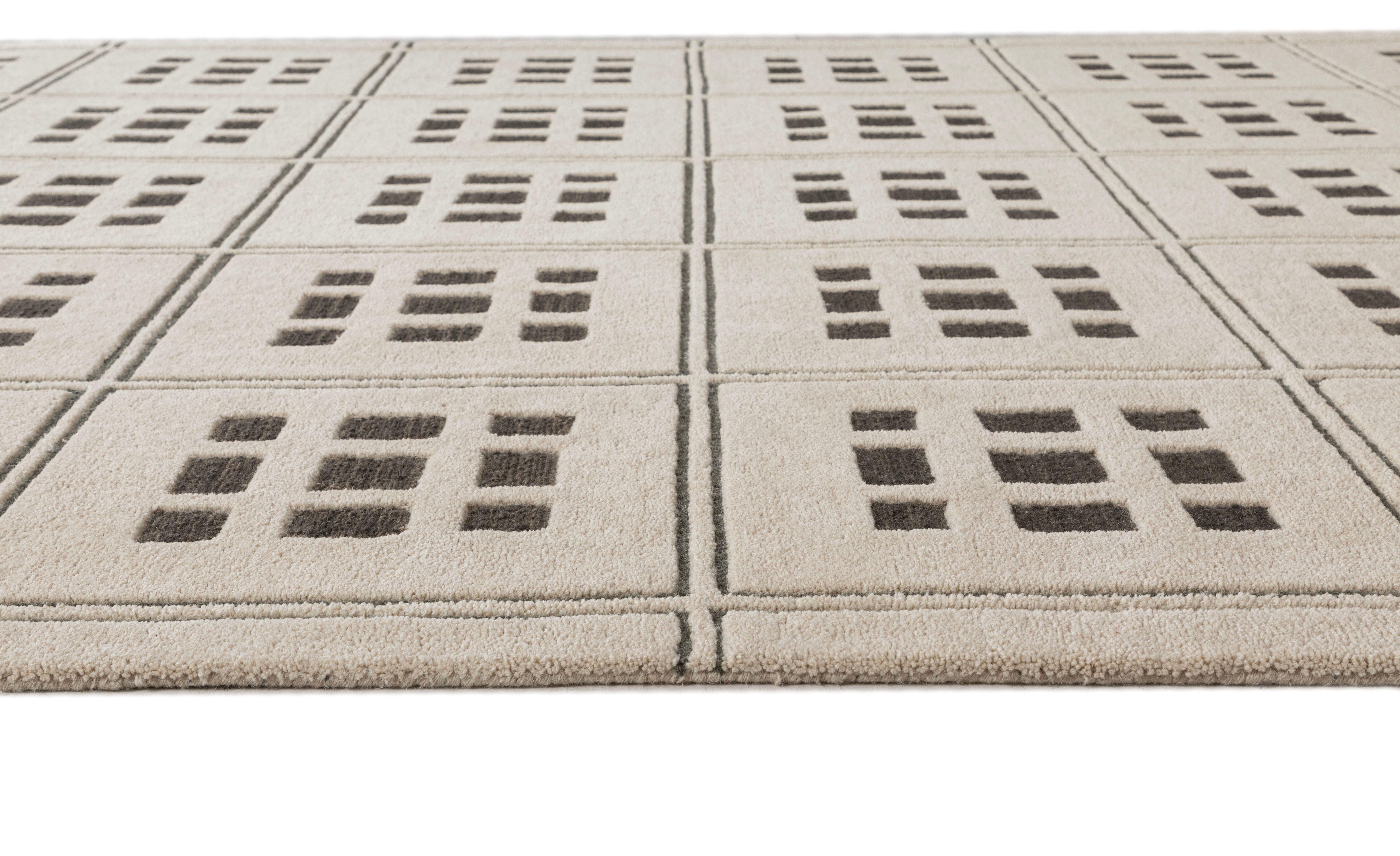 Terra by Obeetee Maldiv 2'6" x 8' Runner Rug, Ivory/Black, large