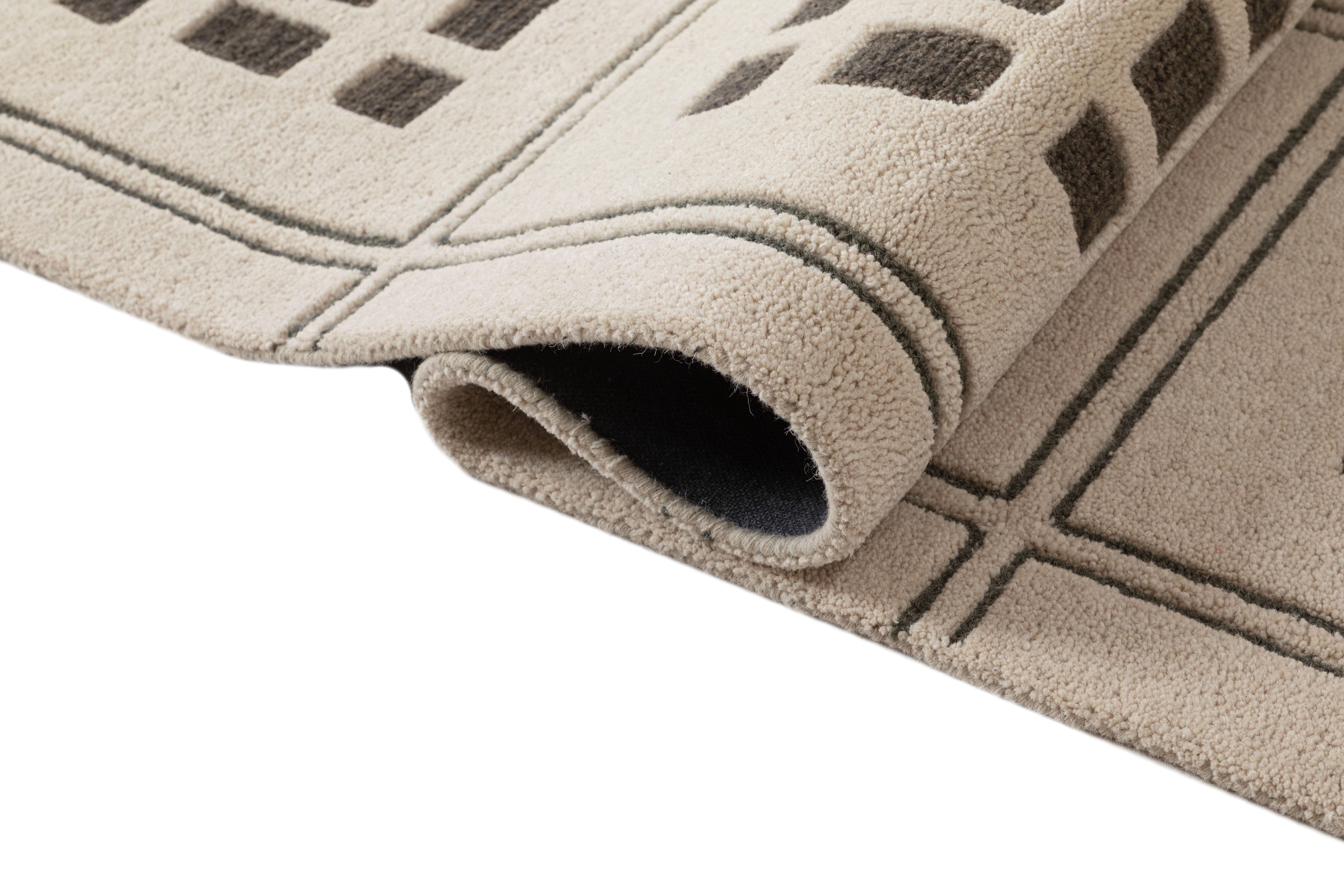 Terra by Obeetee Maldiv 2'6" x 8' Runner Rug, Ivory/Black, large