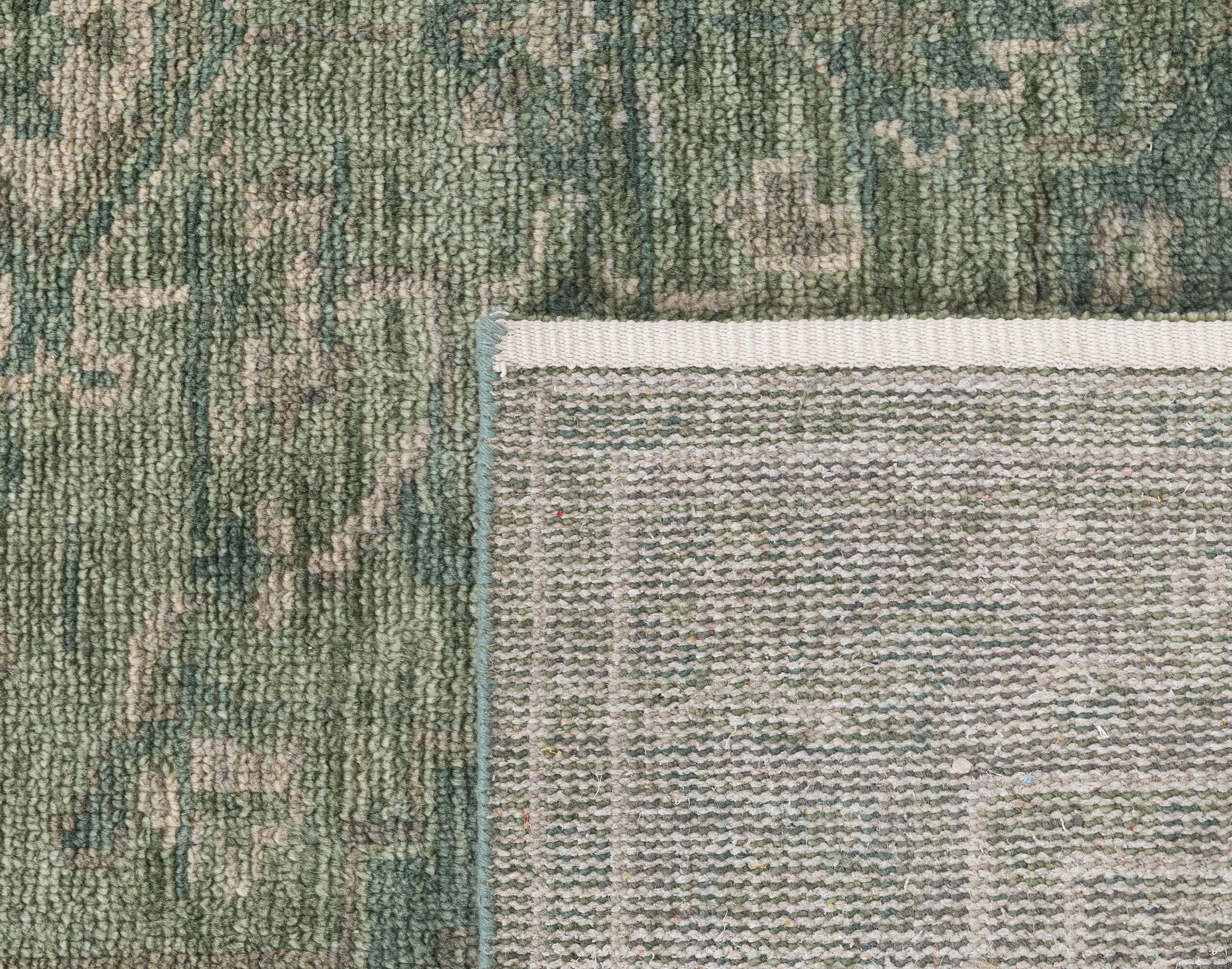 Terra by Obeetee Mariyah 2'7" x 8' Runner Rug, Green/Beige, large
