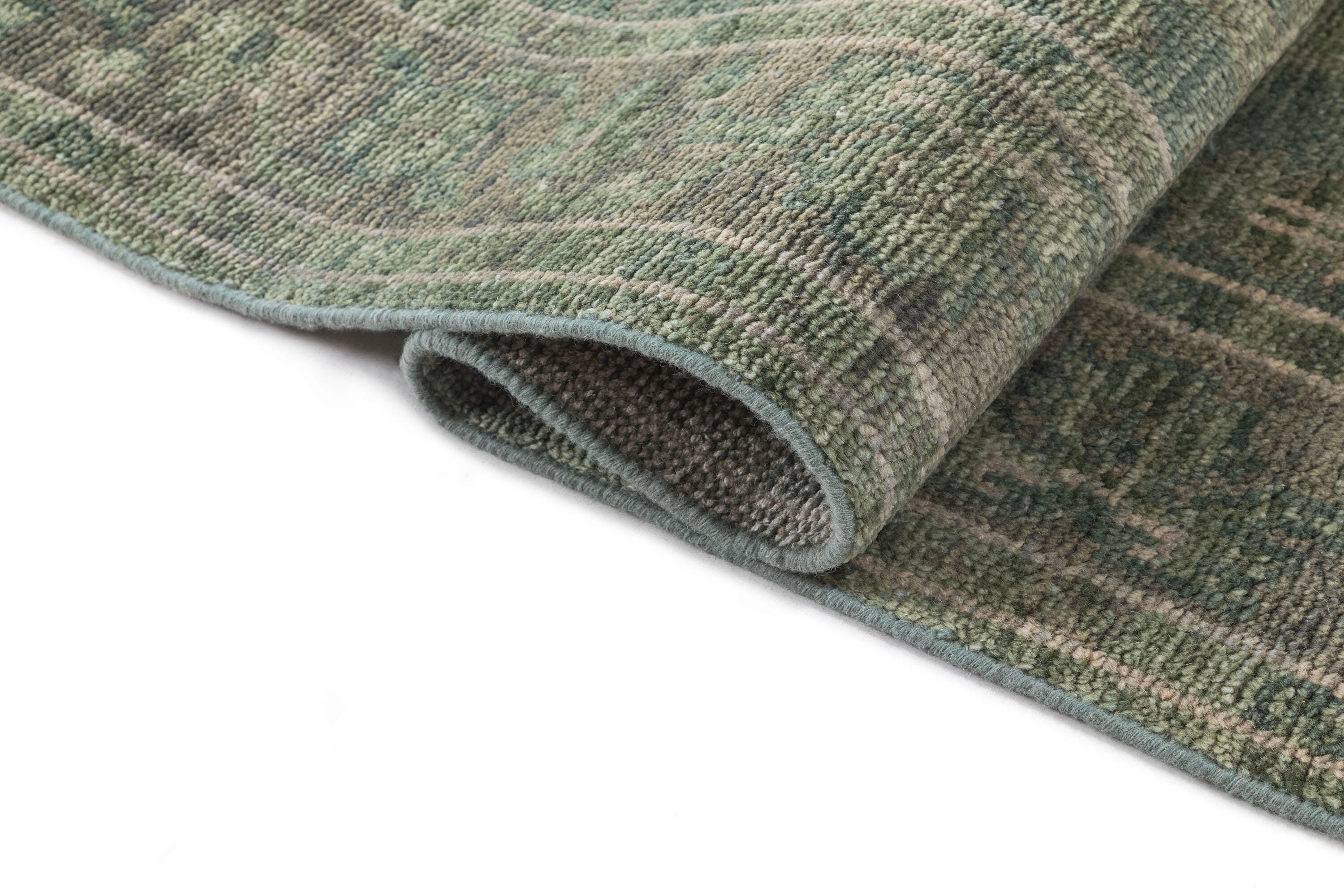 Terra by Obeetee Mariyah 2'7" x 8' Runner Rug, Green/Beige, large