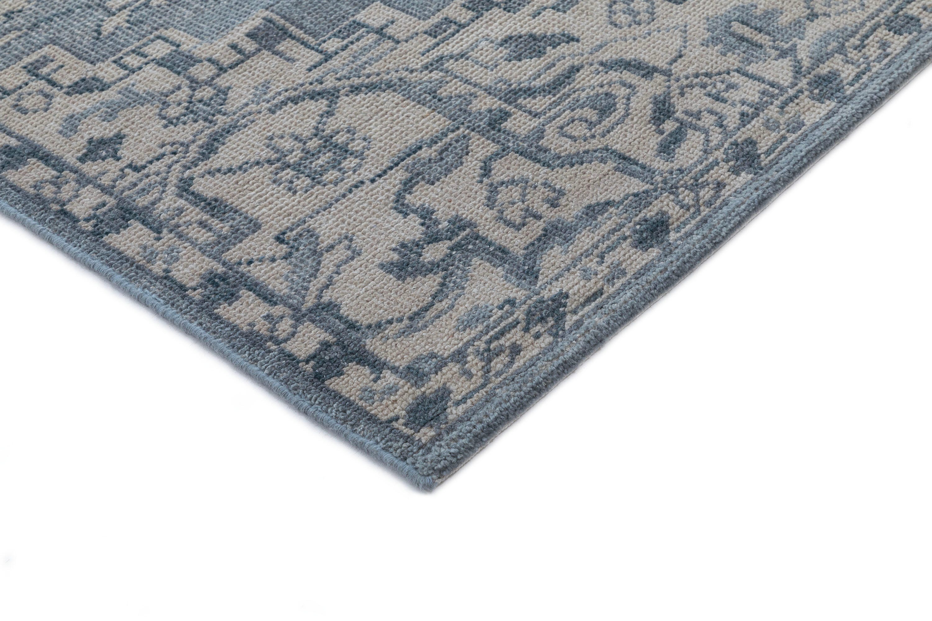 Terra by Obeetee Iqra 5'1" x 8' Area Rug, Blue/Cream, large