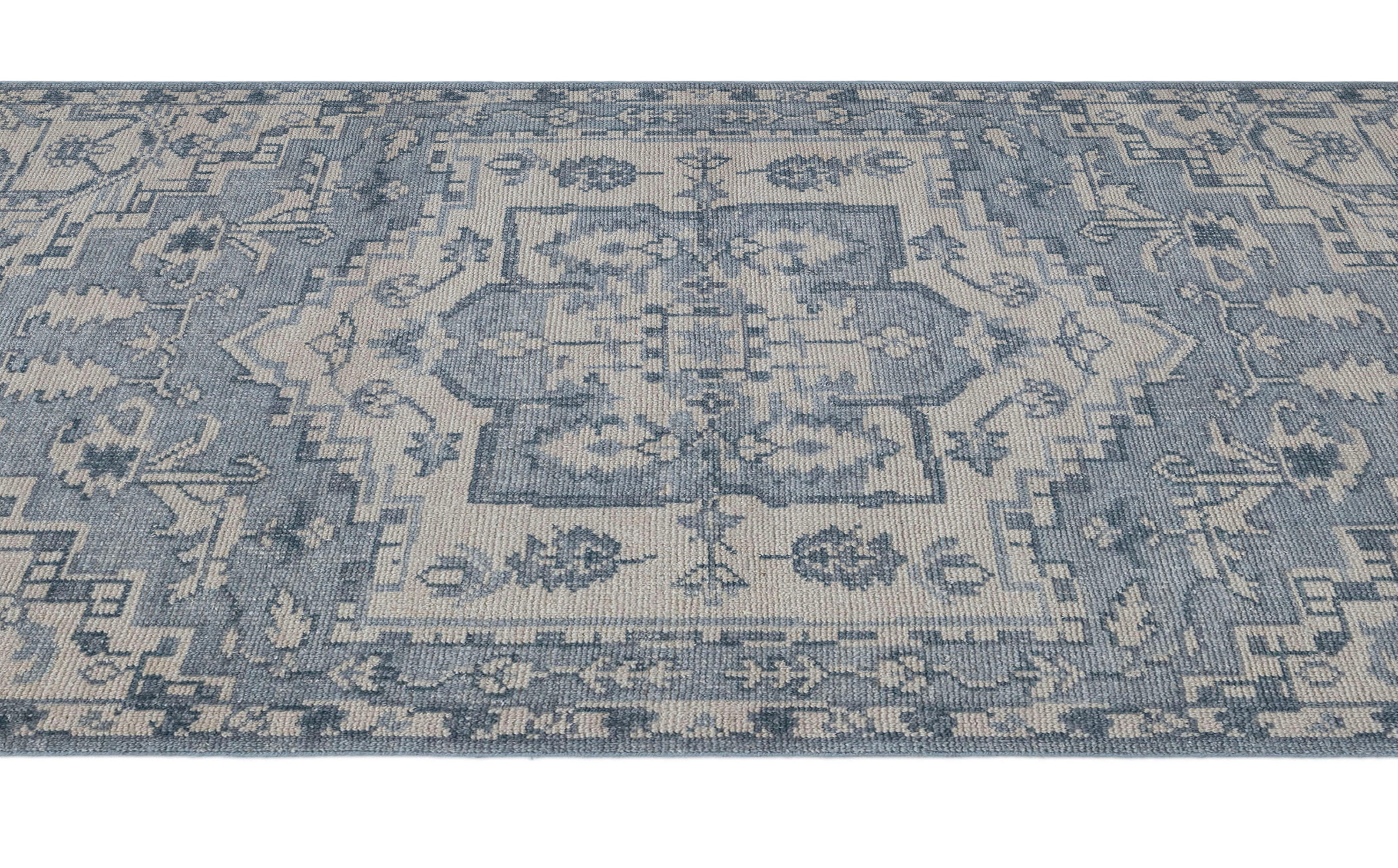 Terra by Obeetee Iqra 5'1" x 8' Area Rug, Blue/Cream, large