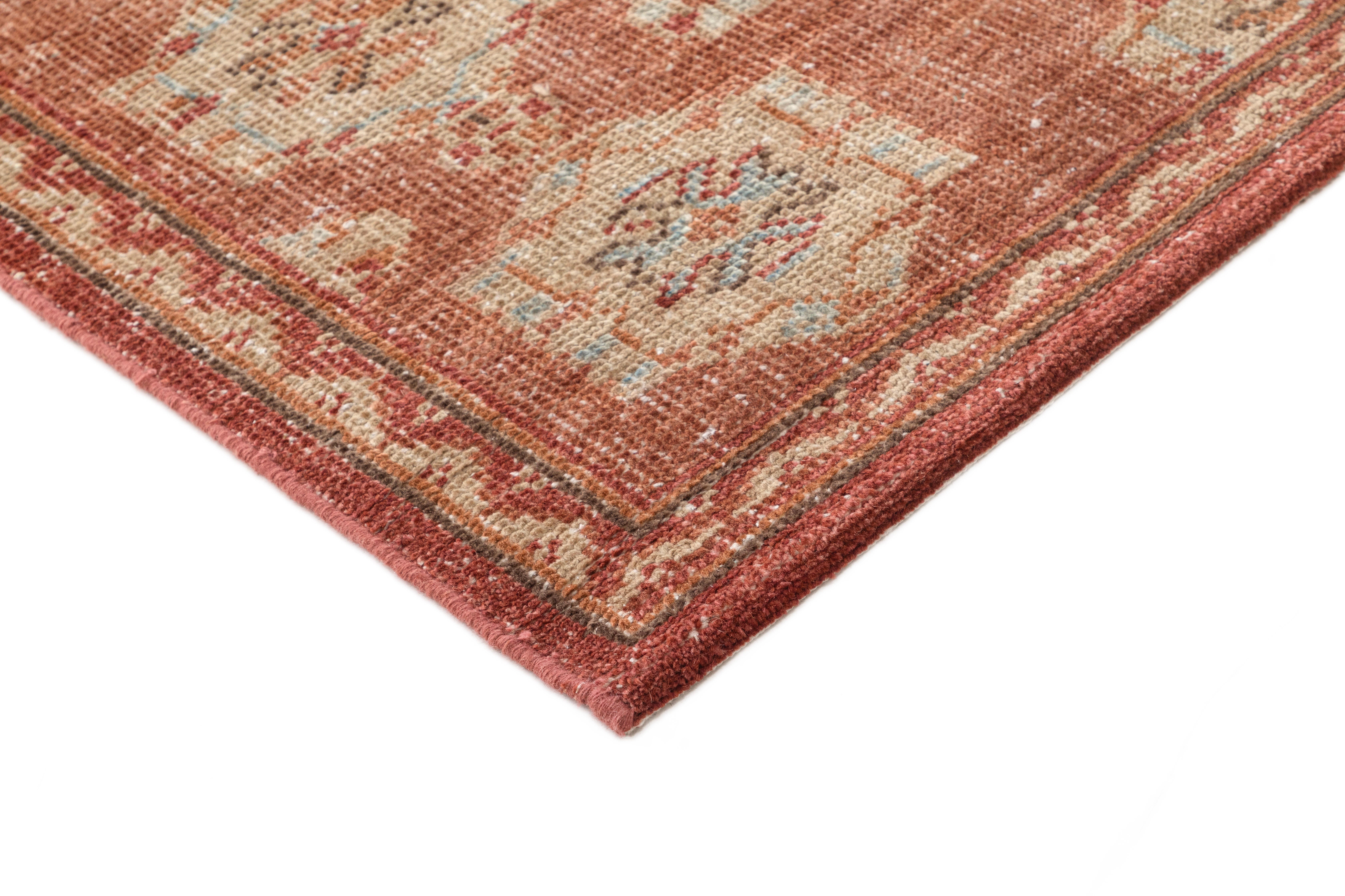 Terra by Obeetee Evelyn 2'1" x 3' Area Rug, Red/Tan, large