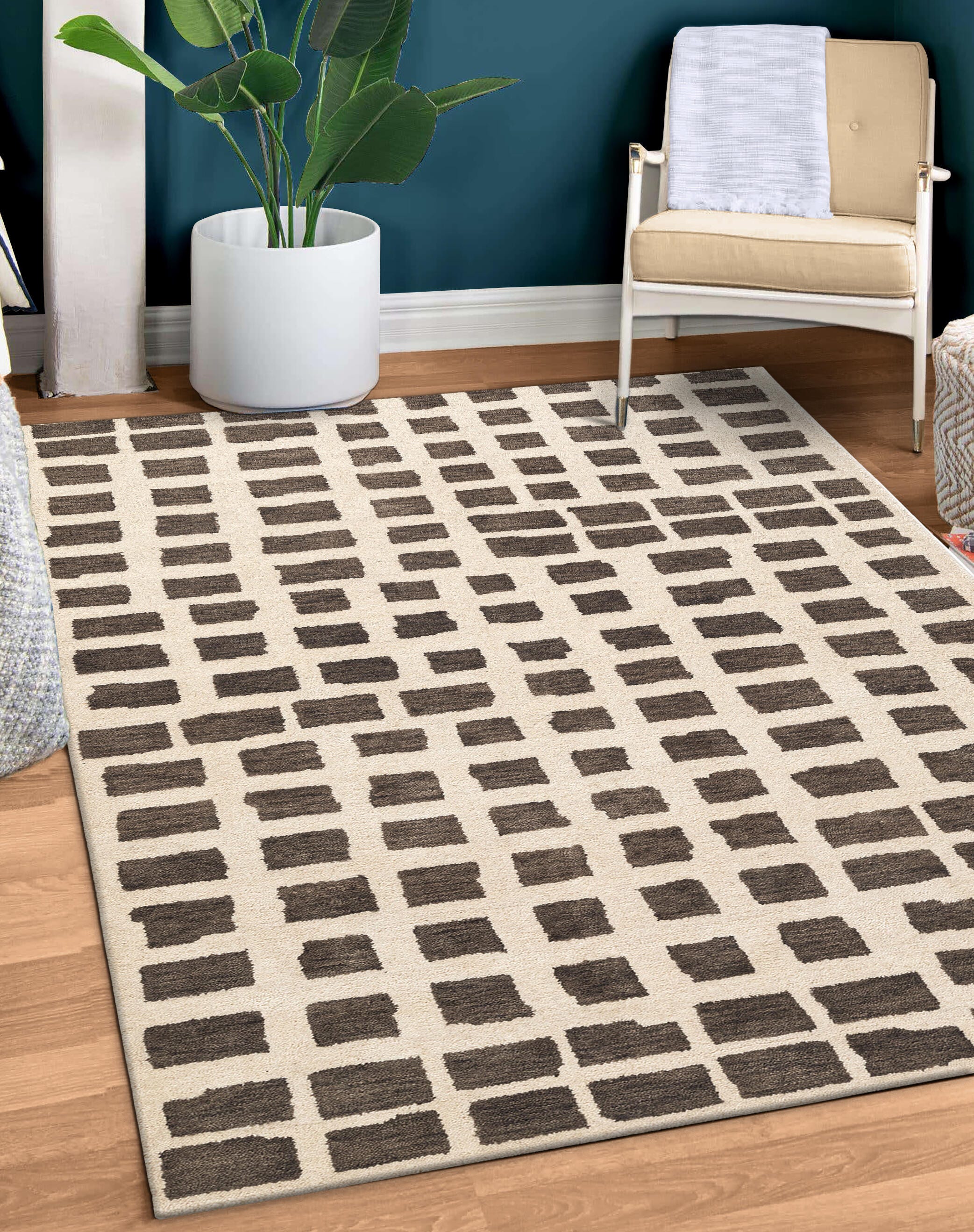 Terra by Obeetee Rudy 2'6" x 8' Runner Rug, Beige/Black, rollover