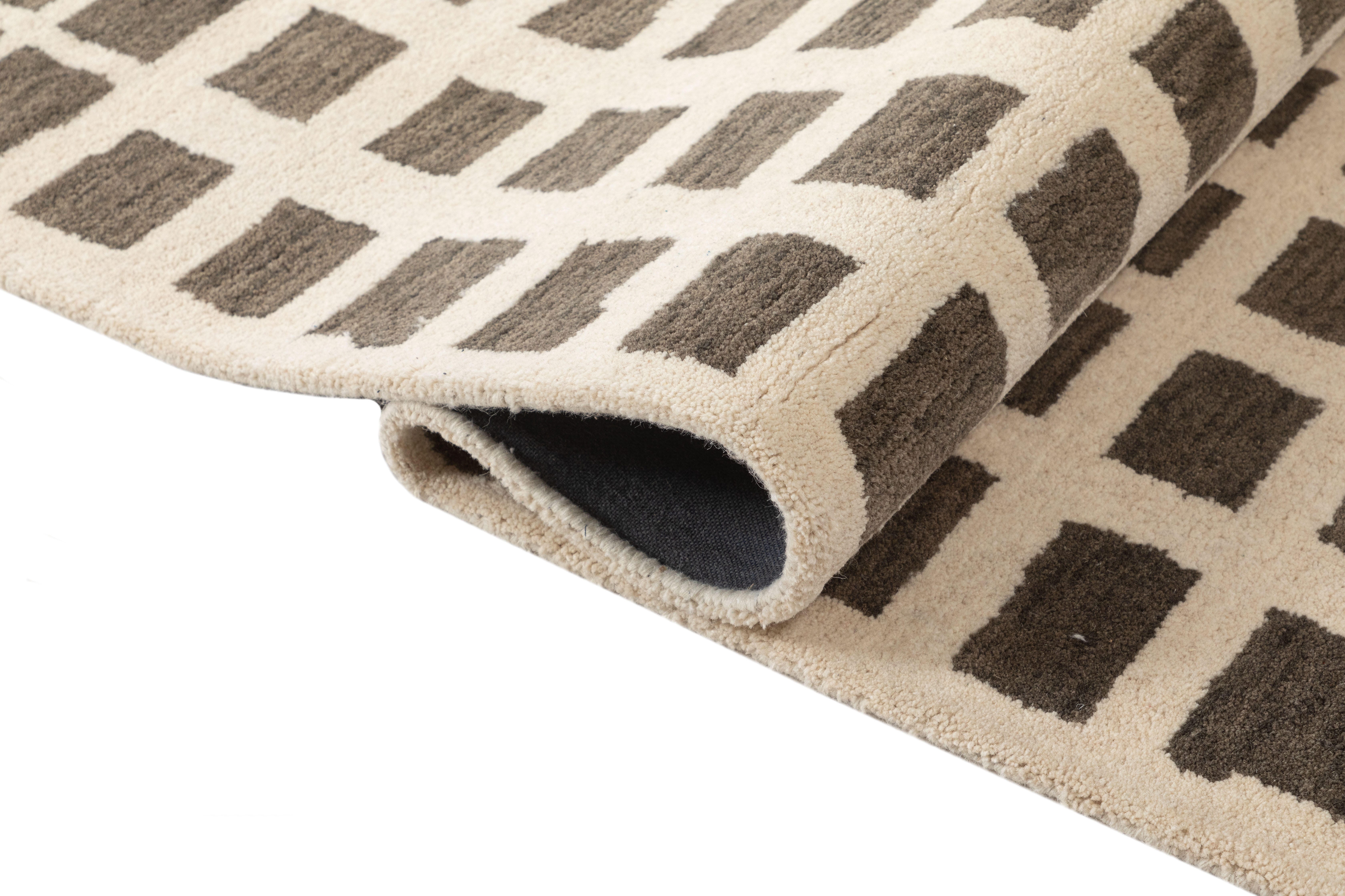 Terra by Obeetee Rudy 2'6" x 8' Runner Rug, Beige/Black, large