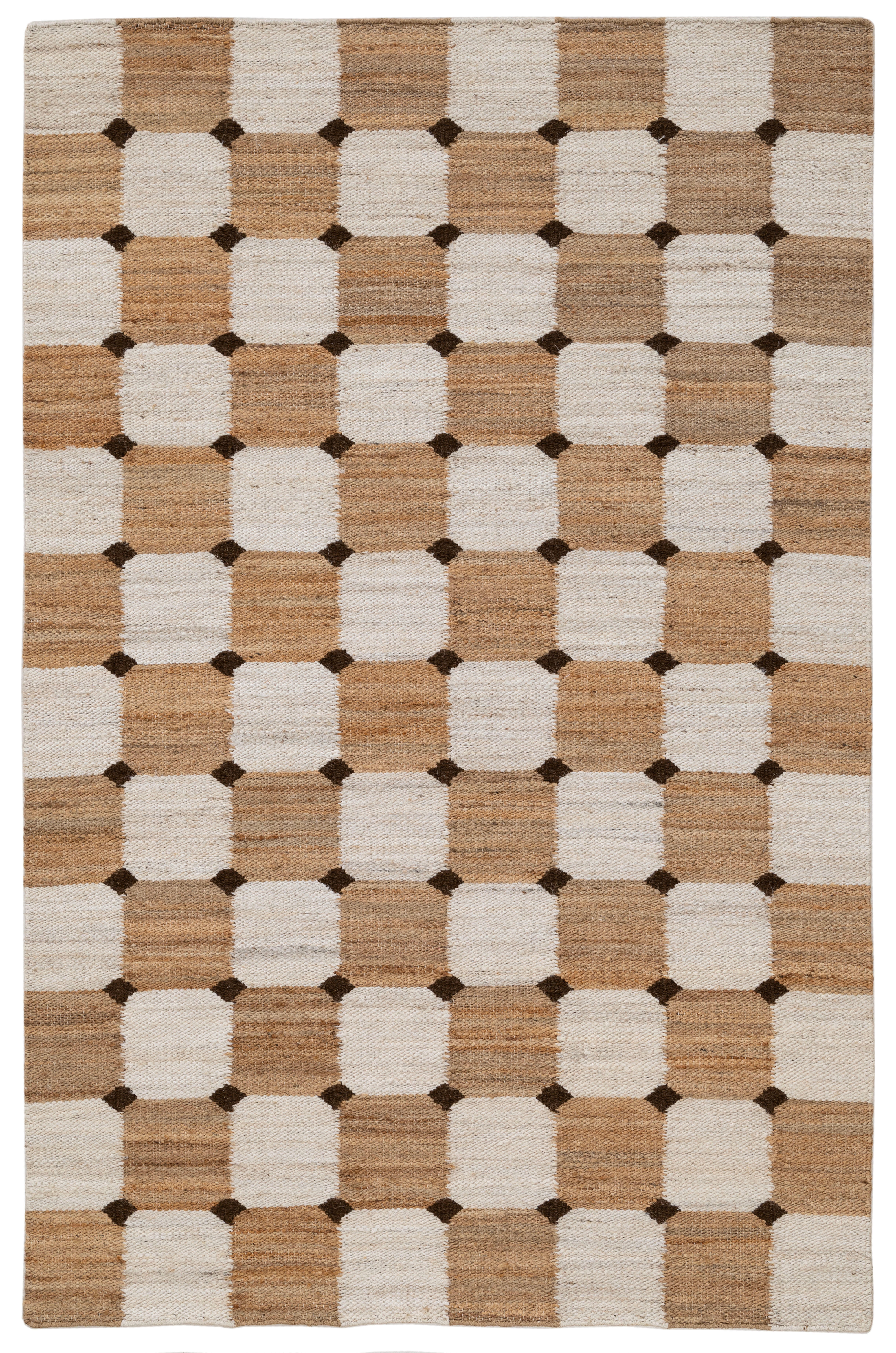 Terra by Obeetee Bordo 7'10" x 9'9" Area Rug, Natural/Ivory, large