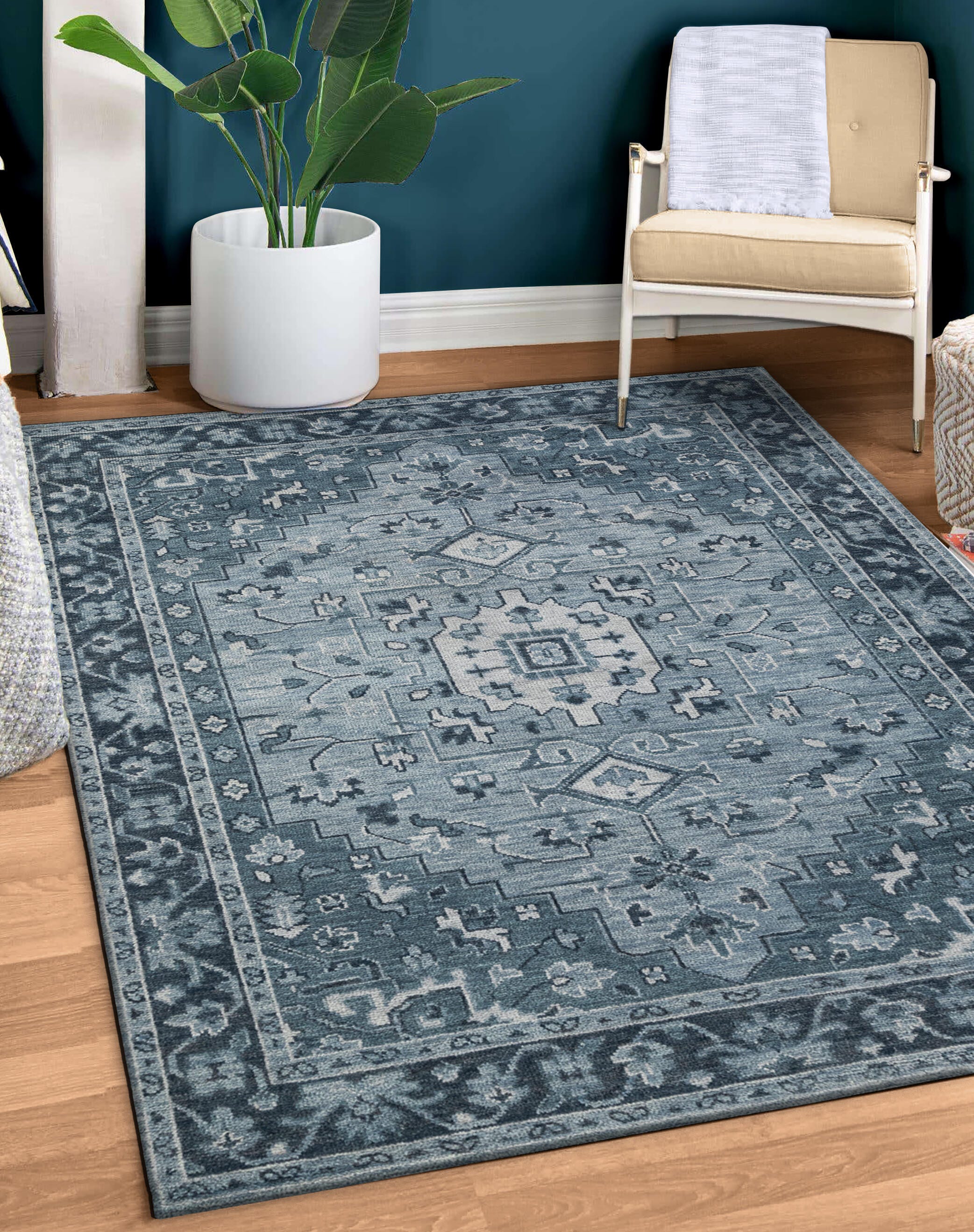 Terra by Obeetee Mariyah 3'1" x 5' Area Rug, Blue, rollover