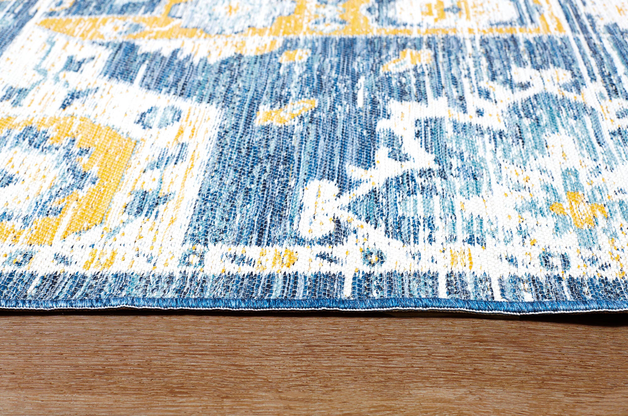 Terra by Obeetee Medallion 5'3" x 7'3" Area Rug, Blue/Mustard, large