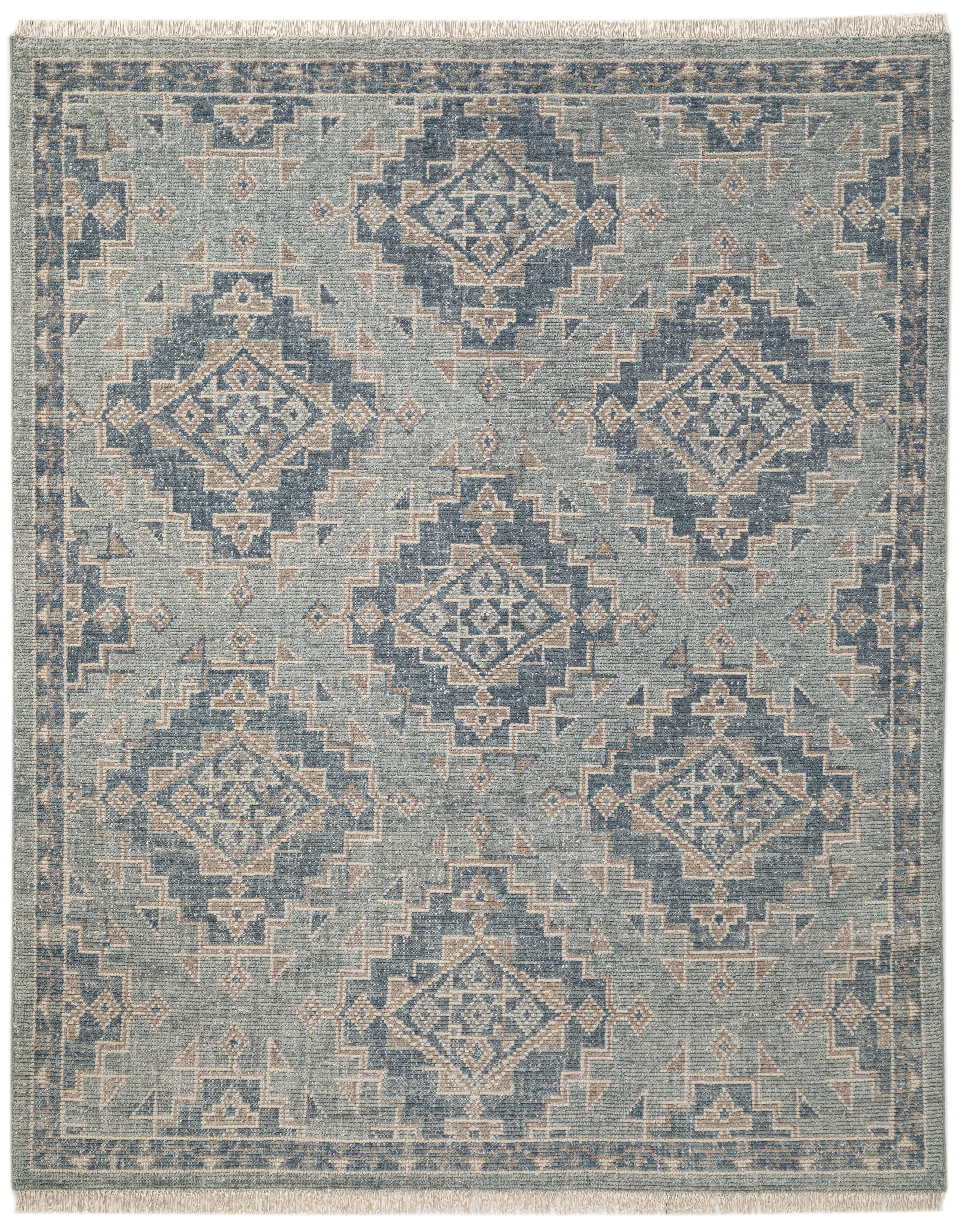 Terra by Obeetee Whitley 7'10" x 9'9" Area Rug, Blue/Tan, large