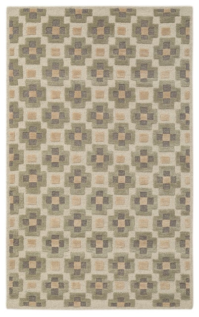 Terra by Obeetee Glamour 5'1" x 8' Area Rug, Green/Terracotta