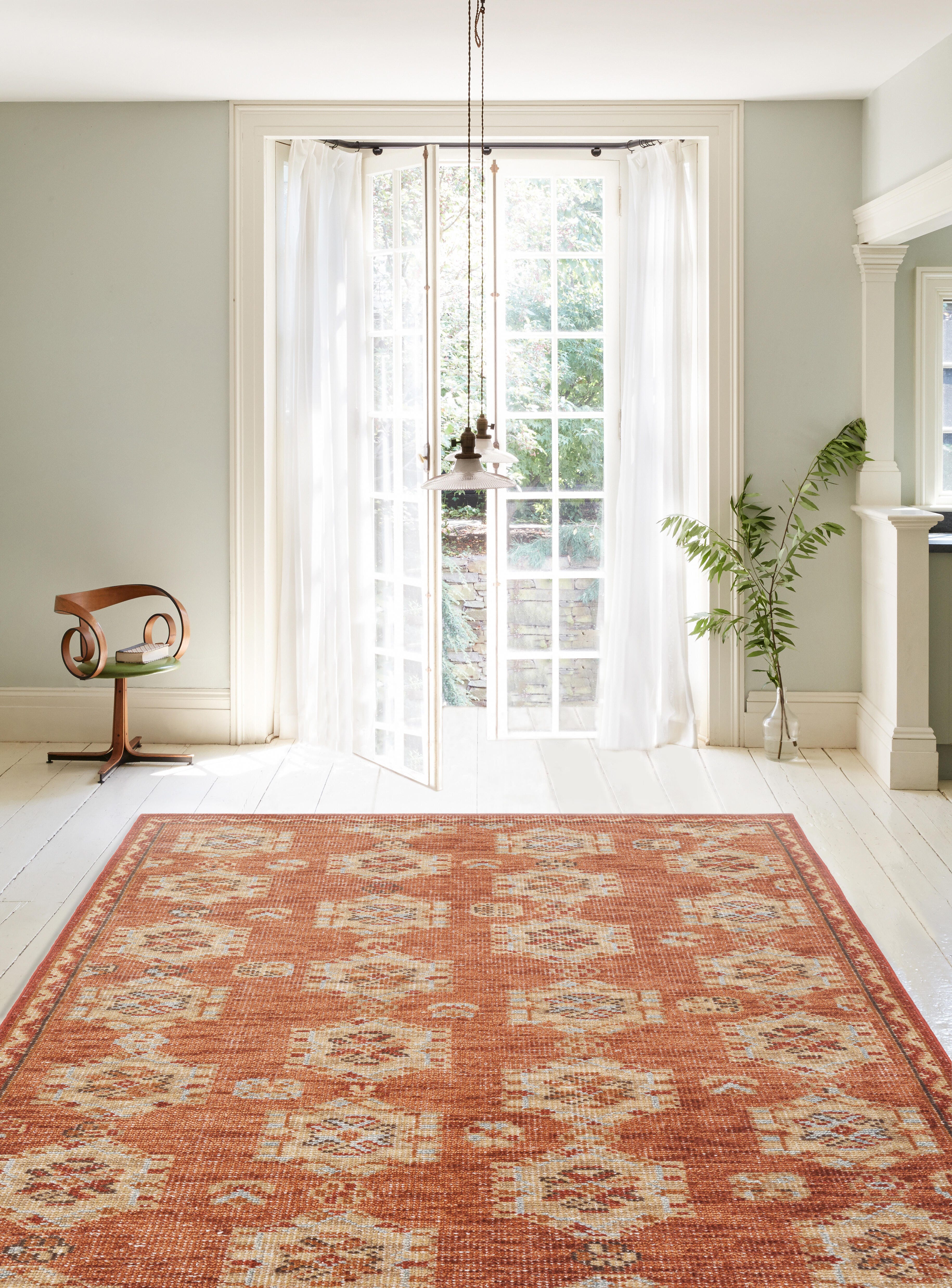 Terra by Obeetee Evelyn 2'7" x 8' Runner Rug, Red/Tan, rollover