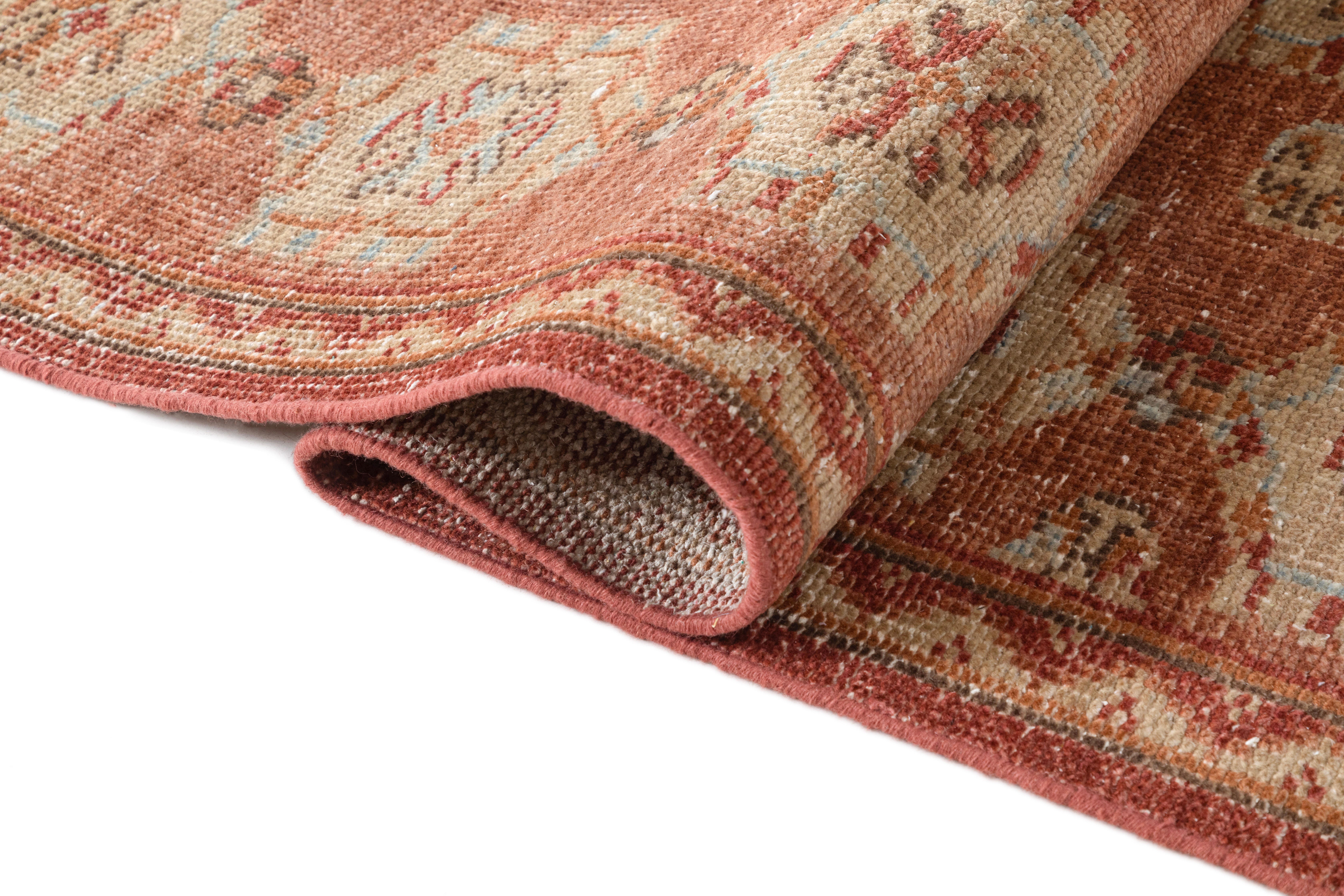 Terra by Obeetee Evelyn 2'7" x 8' Runner Rug, Red/Tan, large