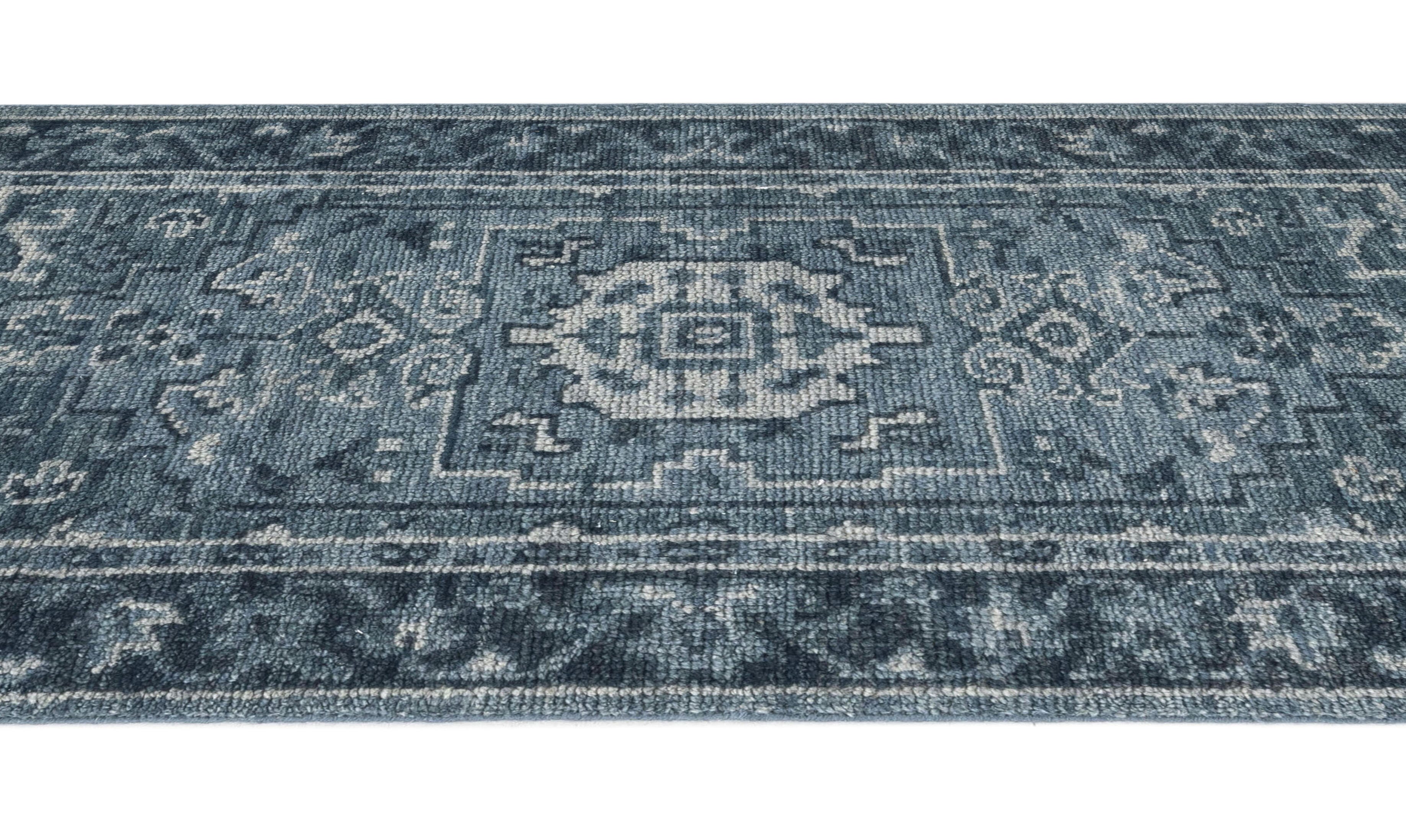Terra by Obeetee Mariyah 2'7" x 8' Runner Rug, Blue, large