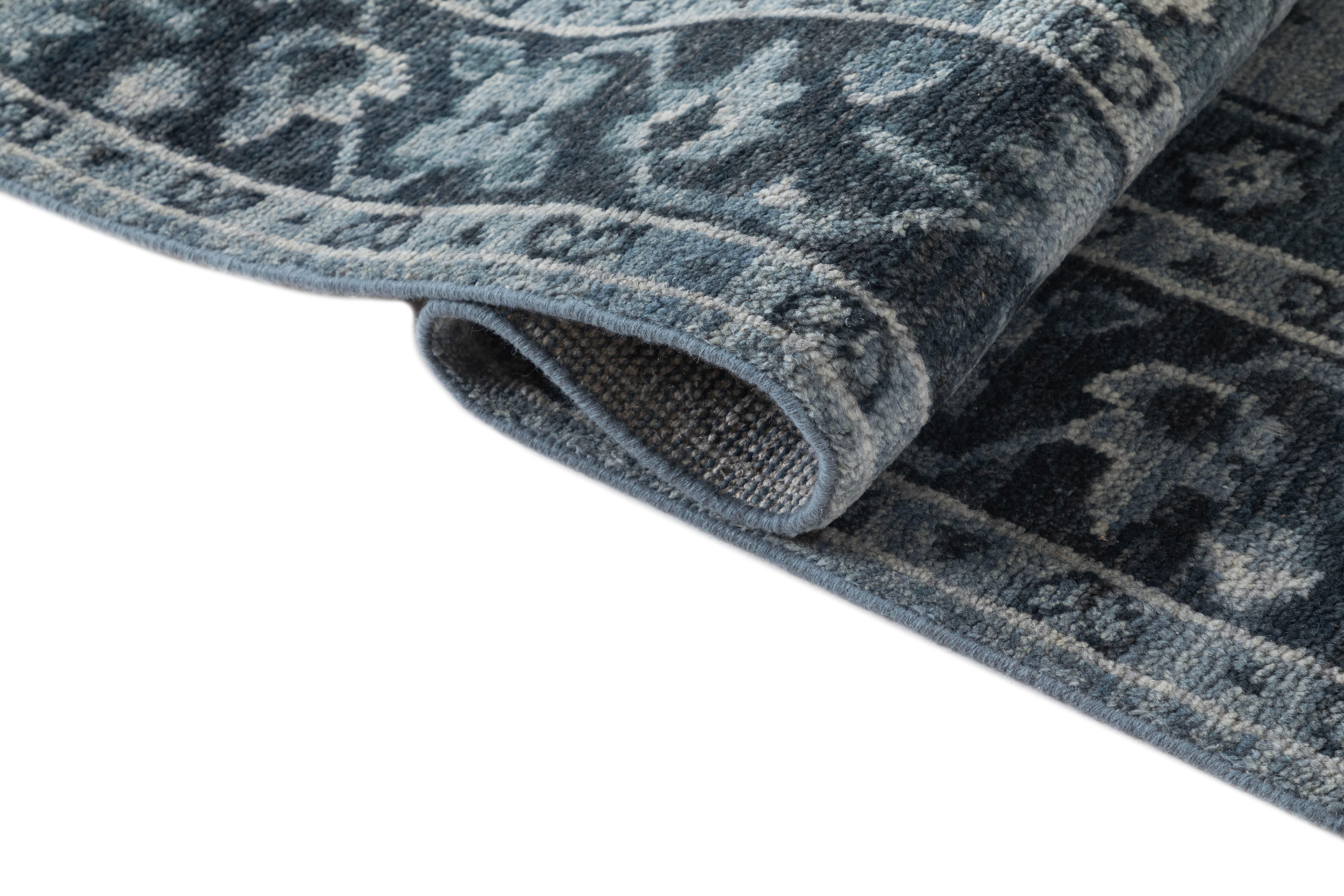 Terra by Obeetee Mariyah 2'7" x 8' Runner Rug, Blue, large