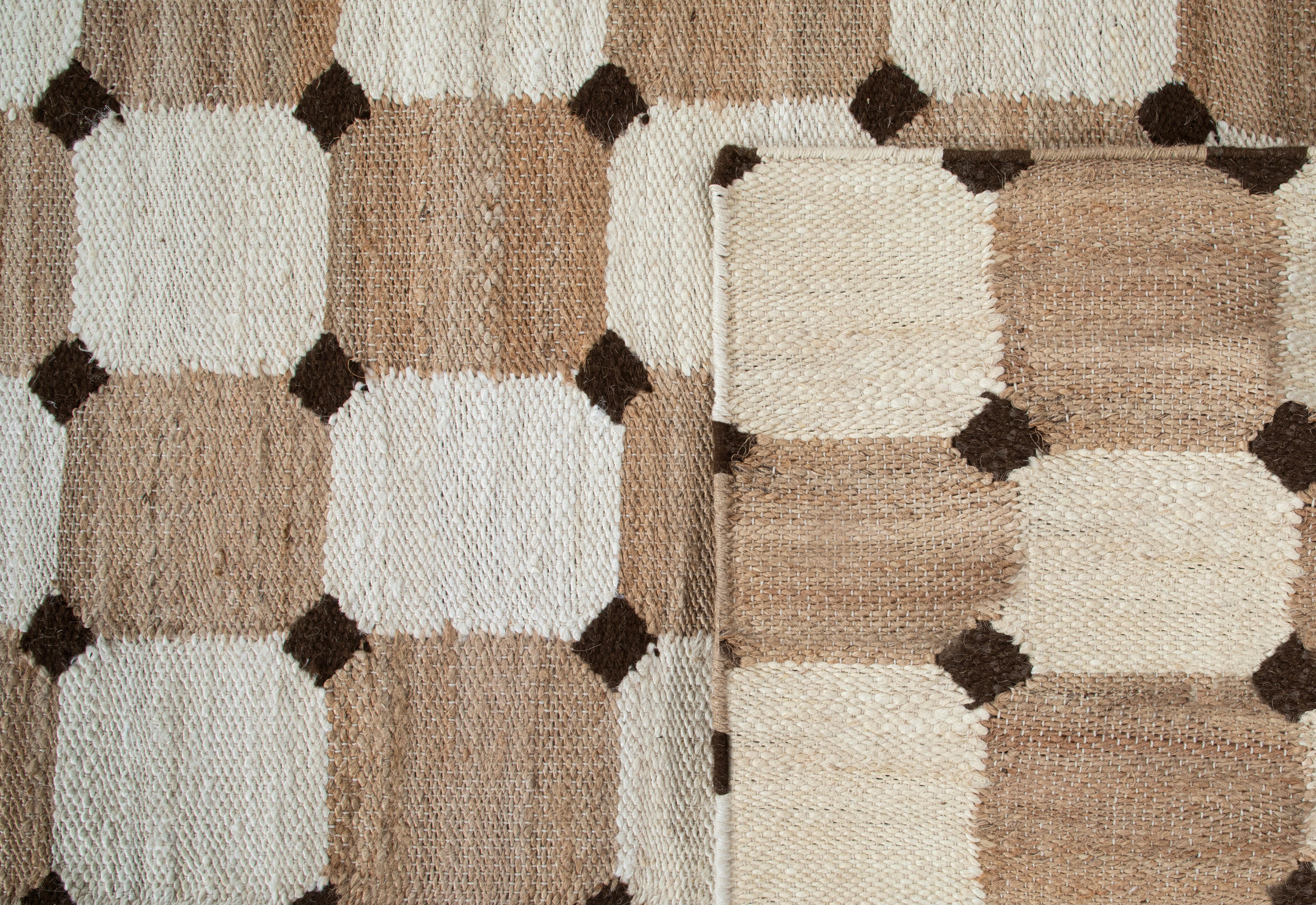 Terra by Obeetee Bordo 5'2" x 8' Area Rug, Natural/Ivory, large