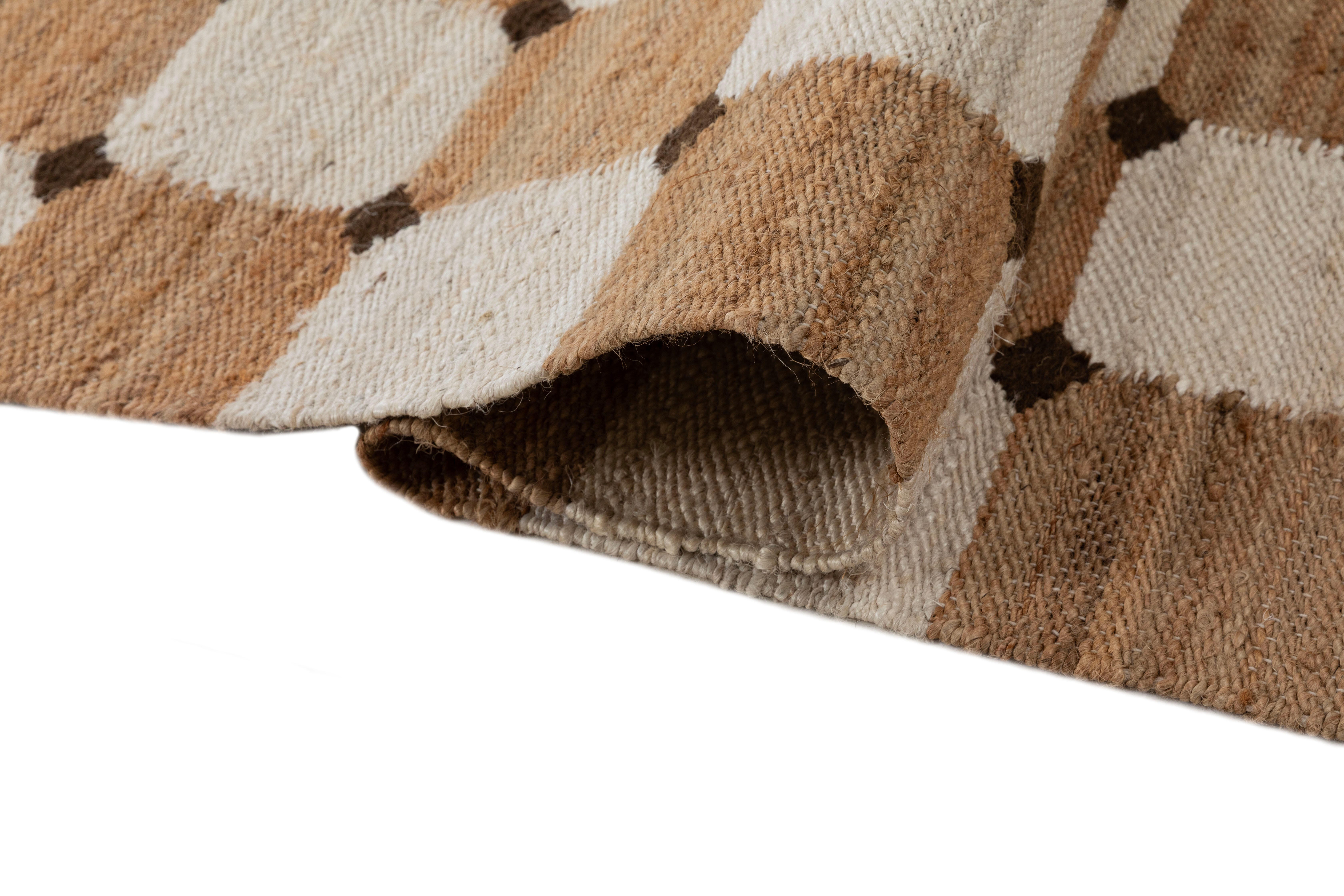 Terra by Obeetee Bordo 5'2" x 8' Area Rug, Natural/Ivory, large