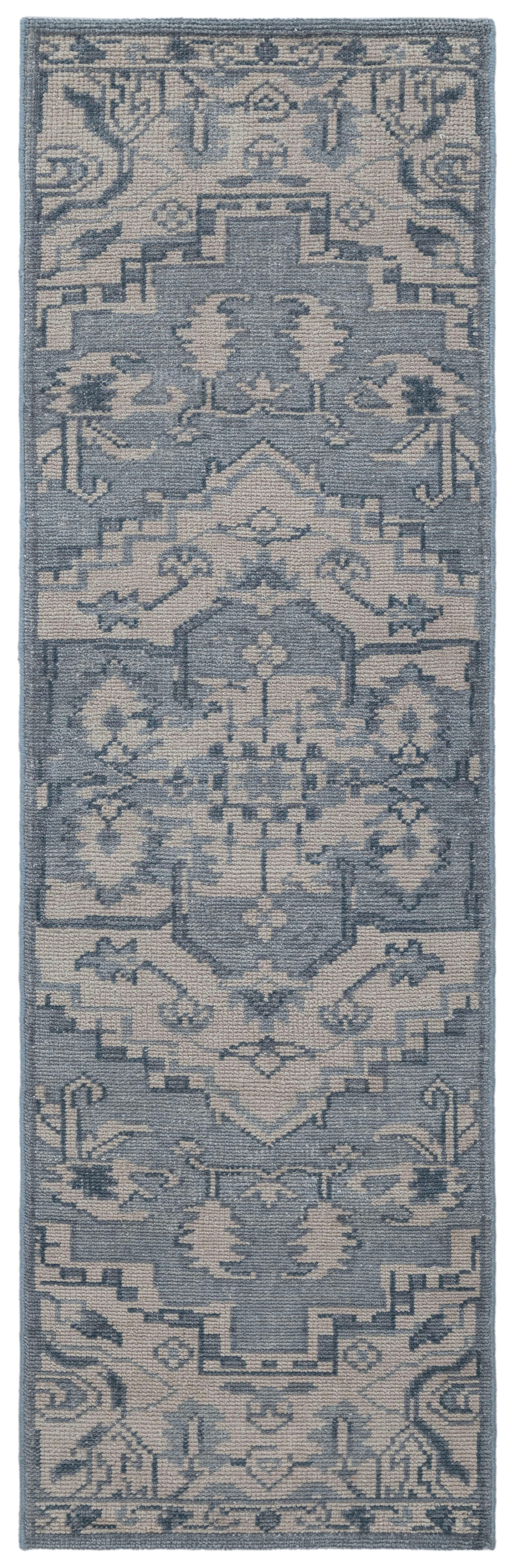 Terra by Obeetee Iqra 2'7" x 8' Runner Rug, Blue/Cream, large