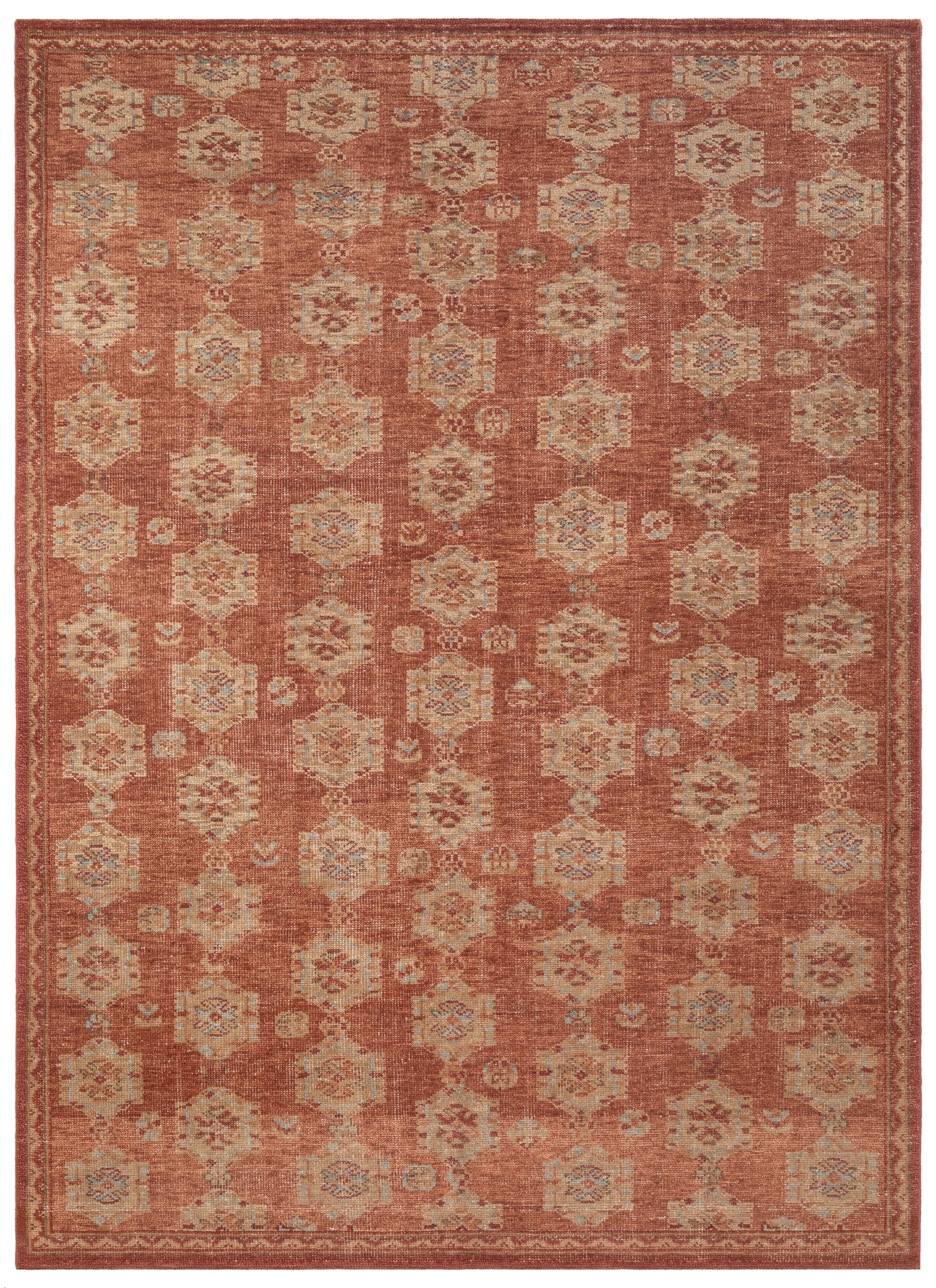 Terra by Obeetee Evelyn 5'1" x 8' Area Rug, Red/Tan, large