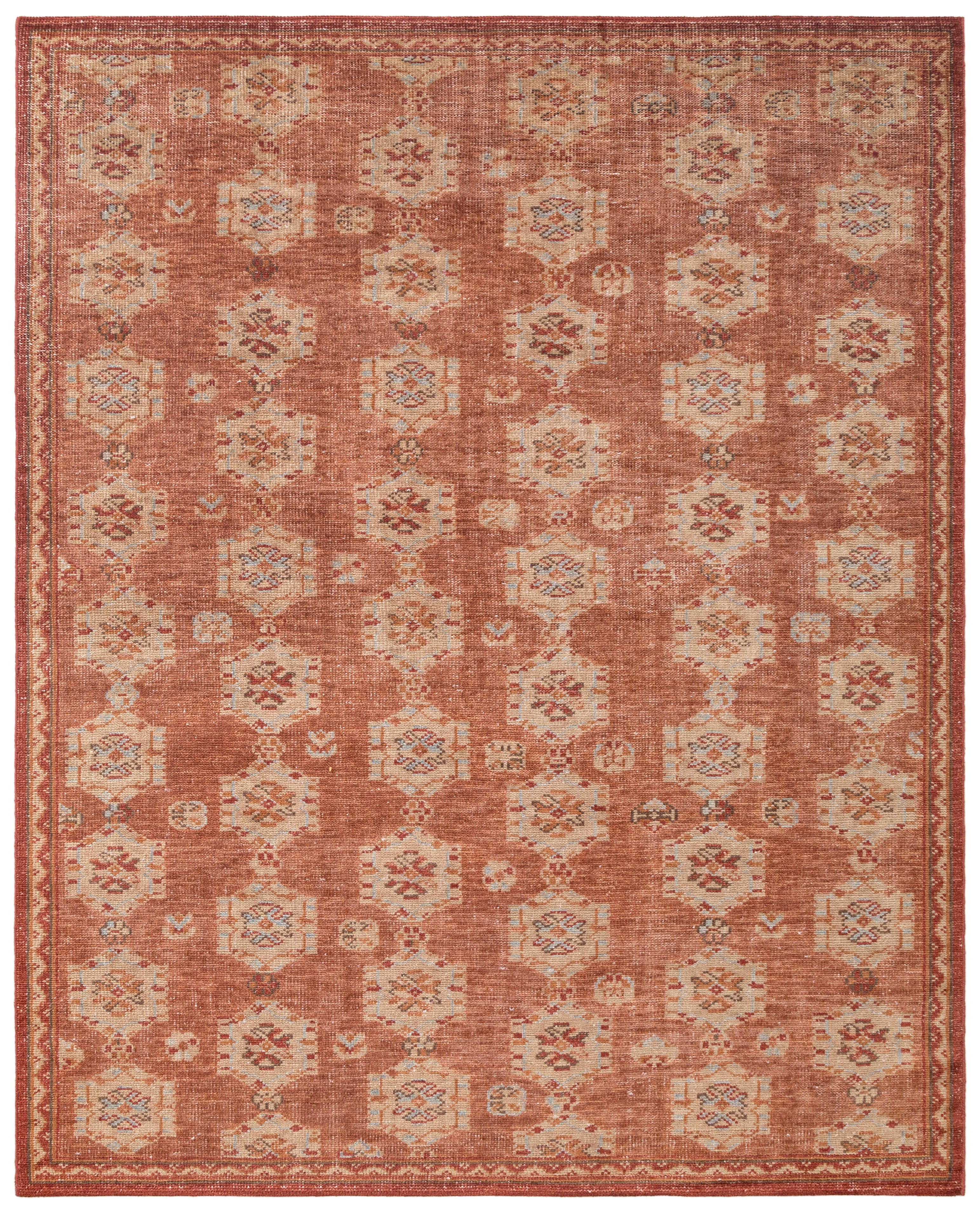 Terra by Obeetee Evelyn 8'10" x 11'9" Area Rug, Red/Tan, large