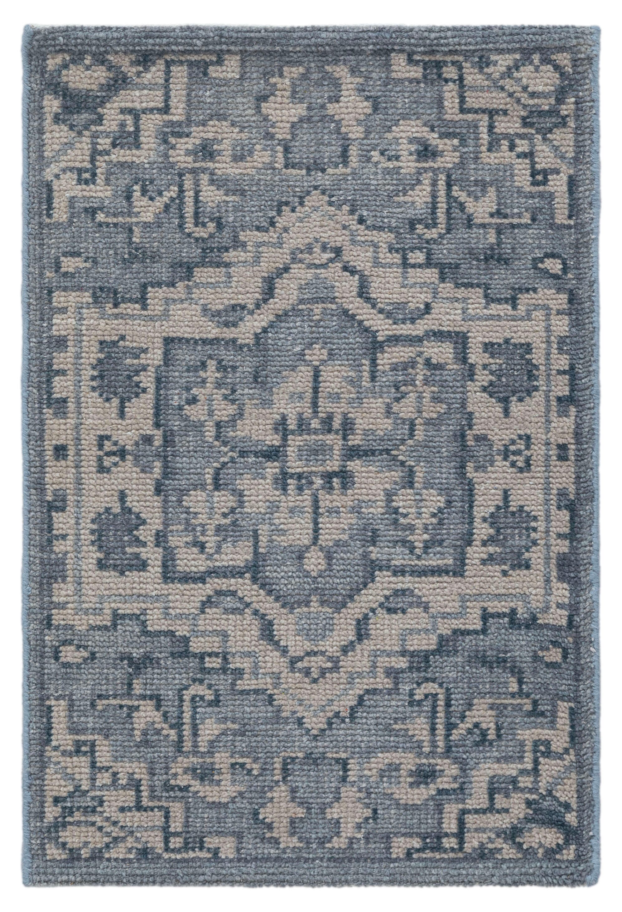 Terra by Obeetee Iqra 2'1" x 3' Area Rug, Blue/Cream, large
