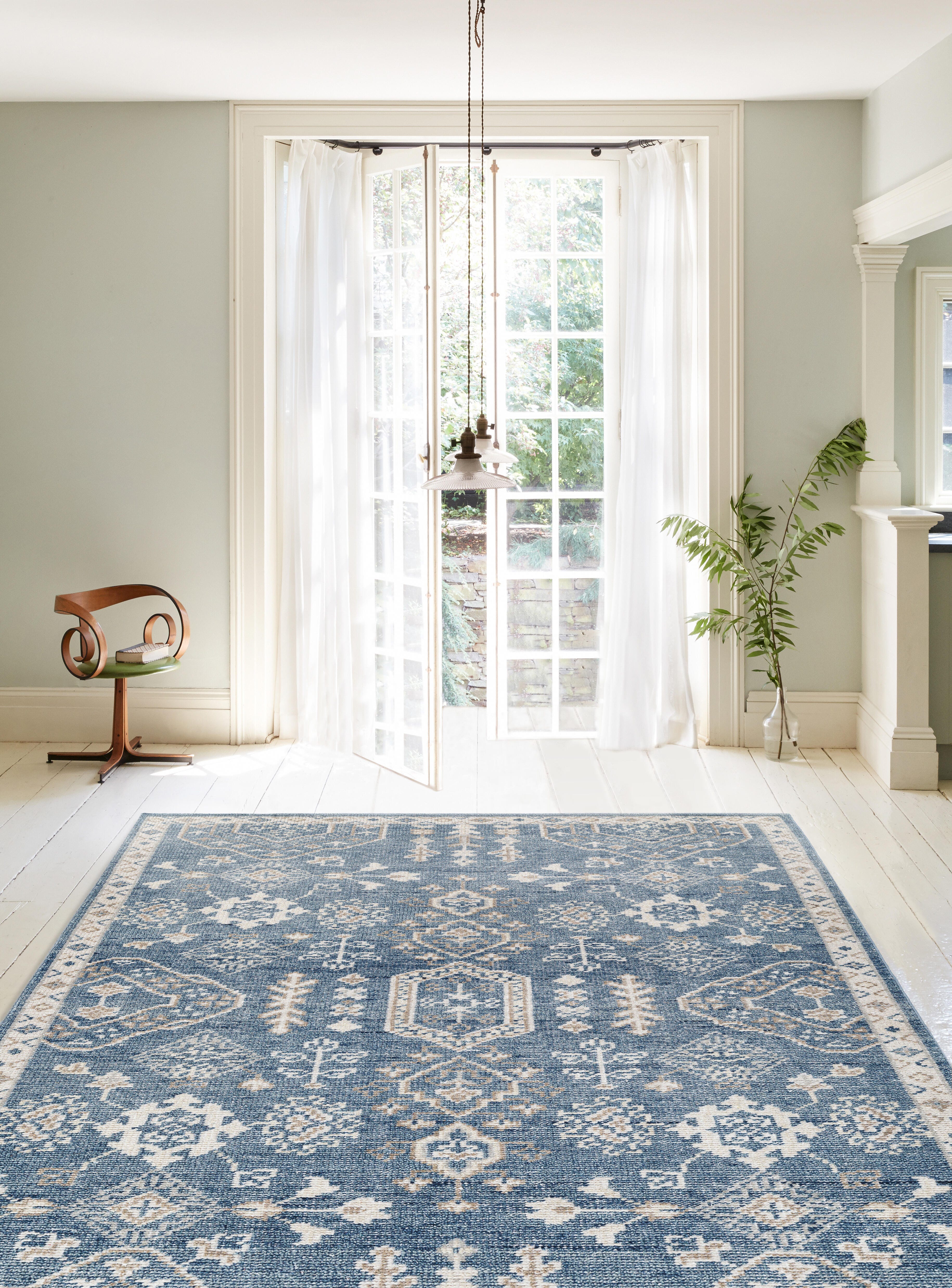 Terra by Obeetee Morrisa 5'1" x 8' Area Rug, Blue/Beige, rollover
