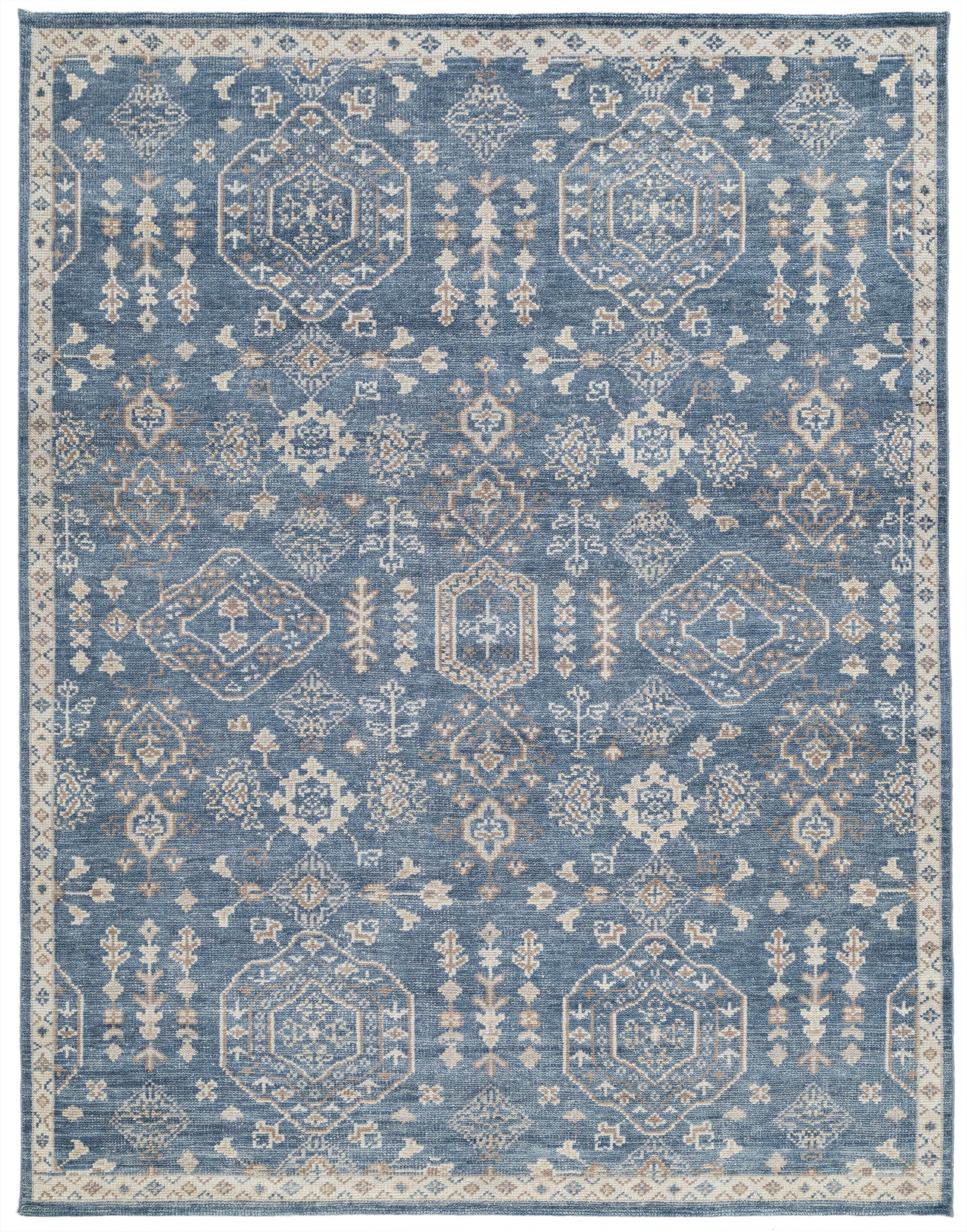 Terra by Obeetee Morrisa 7'10" x 9'9" Area Rug, Blue/Beige, large