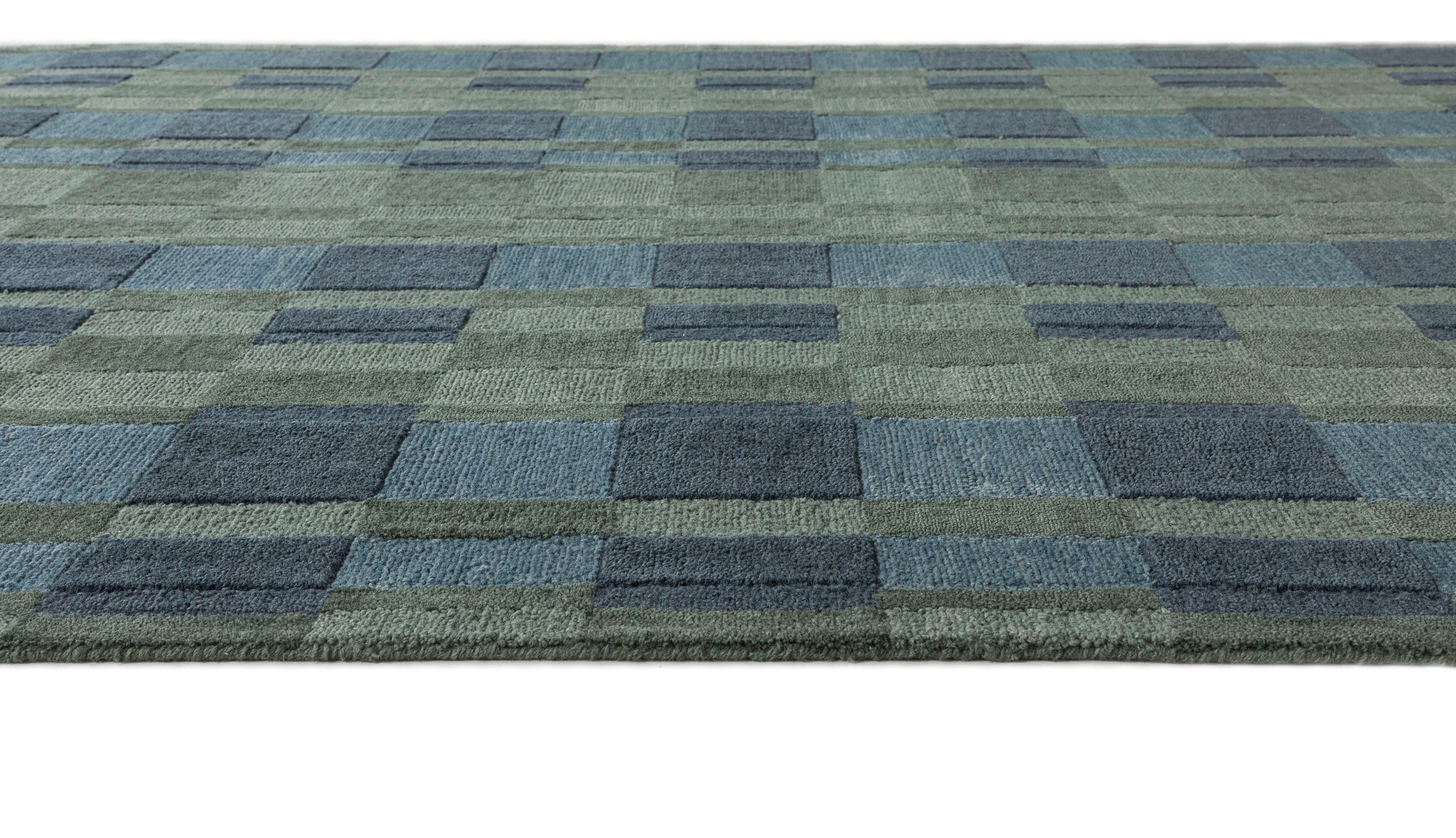 Terra by Obeetee Gemo 5'1" x 8' Area Rug, Green/Blue, large